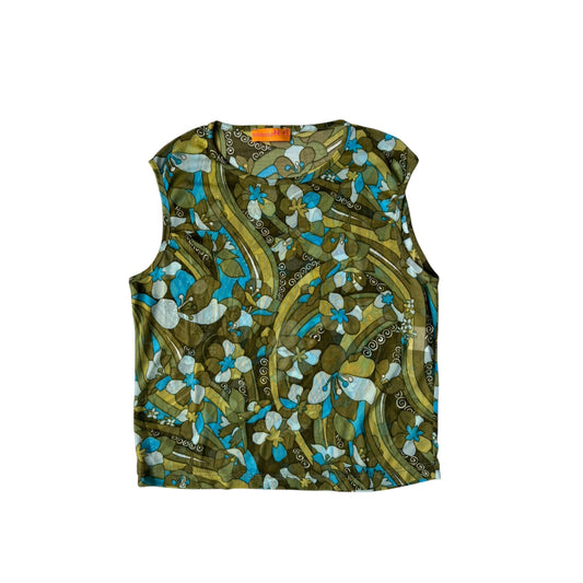☀️ Top Y2K Printed Mesh – XS (EU 34) – Made in Italy - anbracaminte