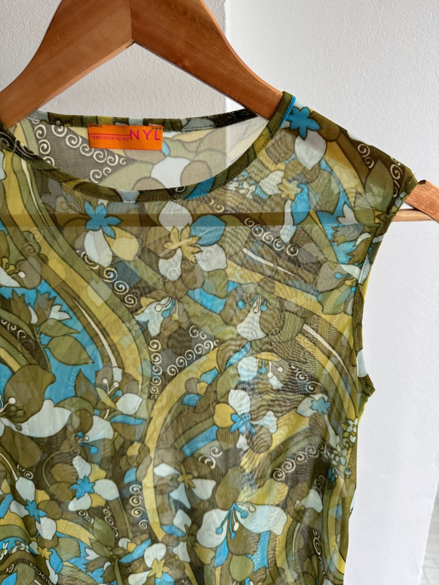 ☀️ Top Y2K Printed Mesh – XS (EU 34) – Made in Italy - anbracaminte