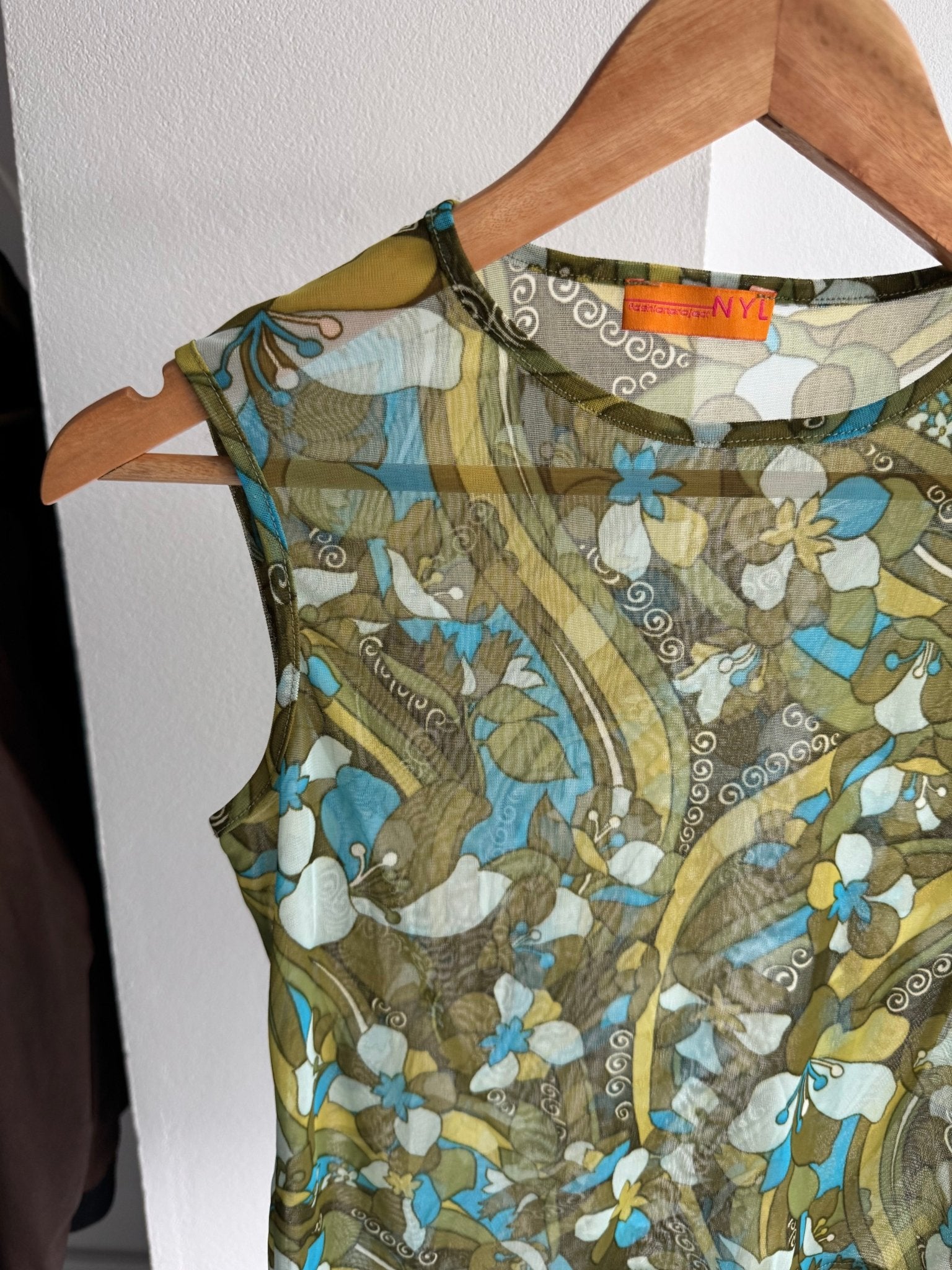 ☀️ Top Y2K Printed Mesh – XS (EU 34) – Made in Italy - anbracaminte