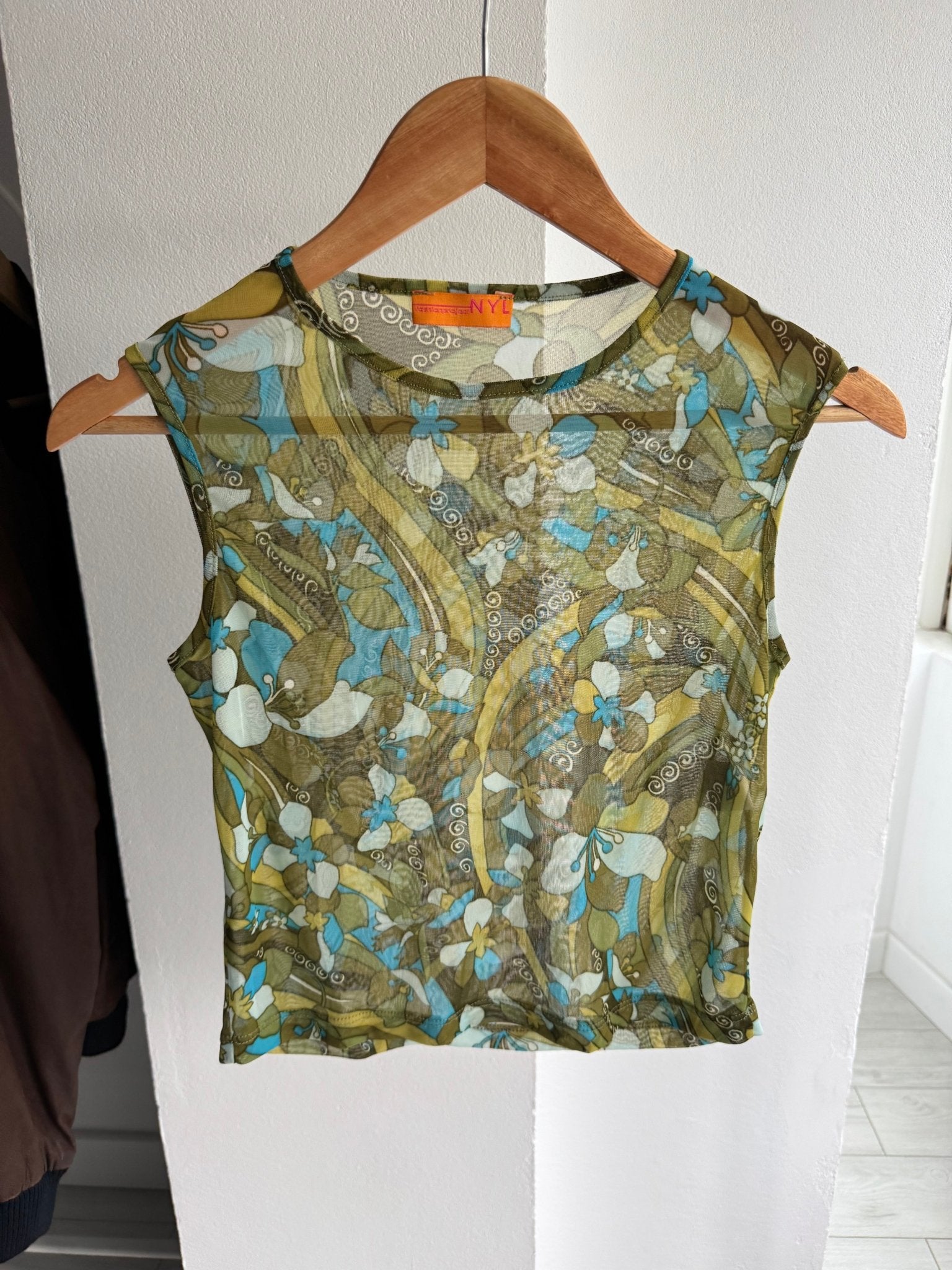 ☀️ Top Y2K Printed Mesh – XS (EU 34) – Made in Italy - anbracaminte