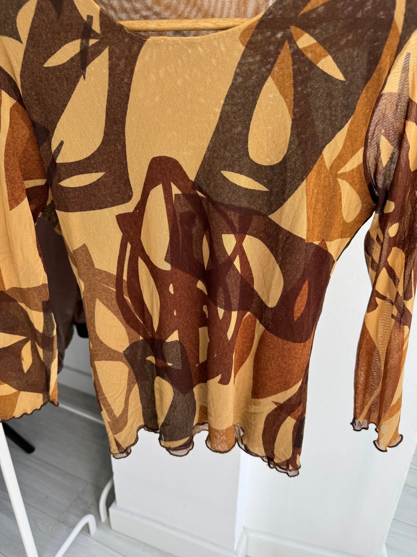 🏜️ Top Y2K Printed Mesh – XS/S Damă - anbracaminte