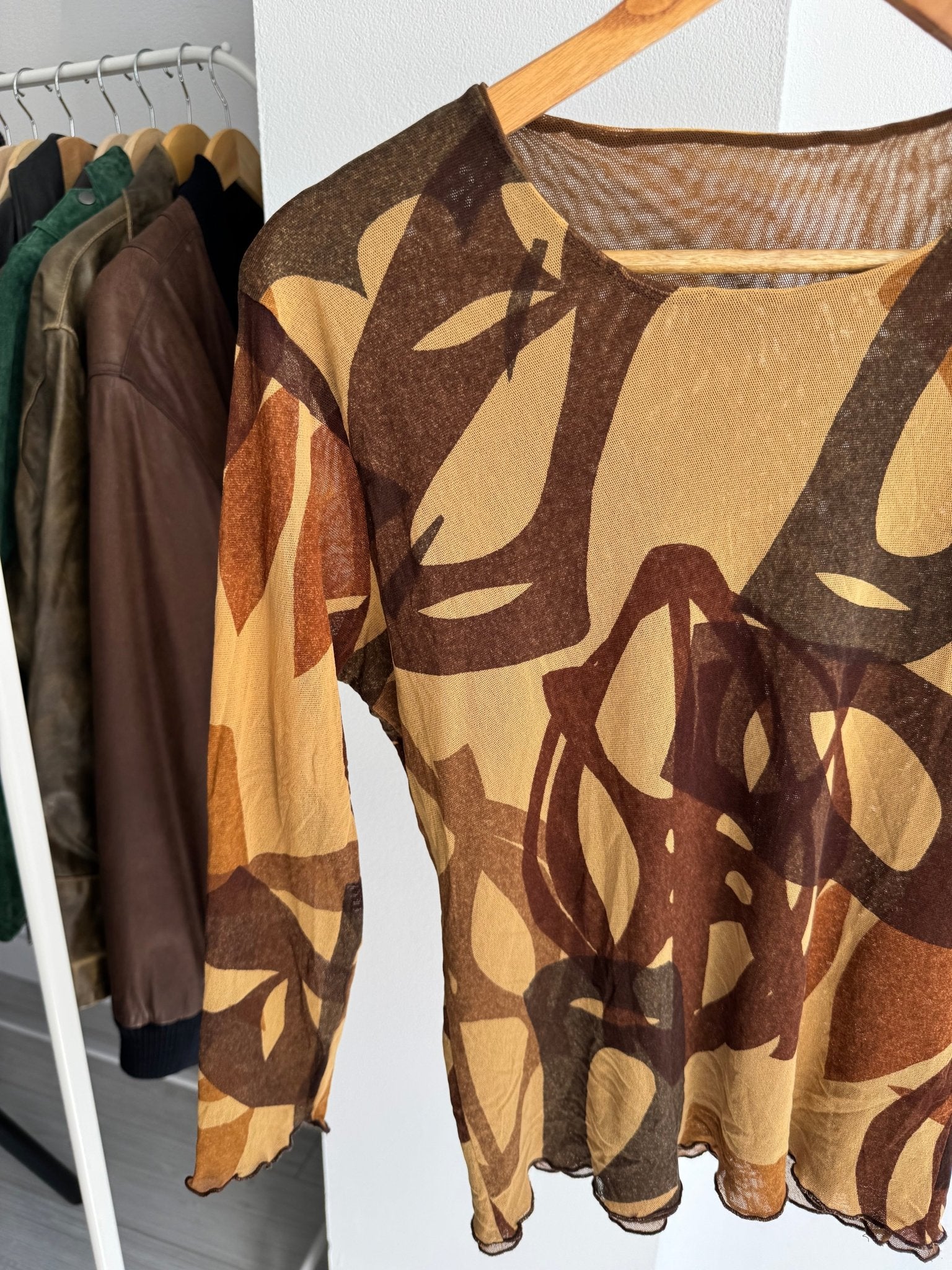 🏜️ Top Y2K Printed Mesh – XS/S Damă - anbracaminte
