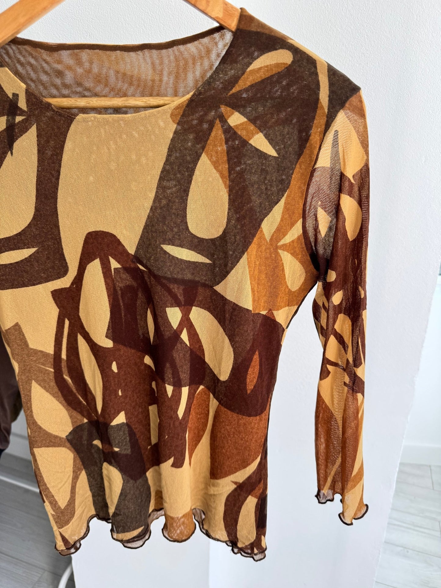 🏜️ Top Y2K Printed Mesh – XS/S Damă - anbracaminte