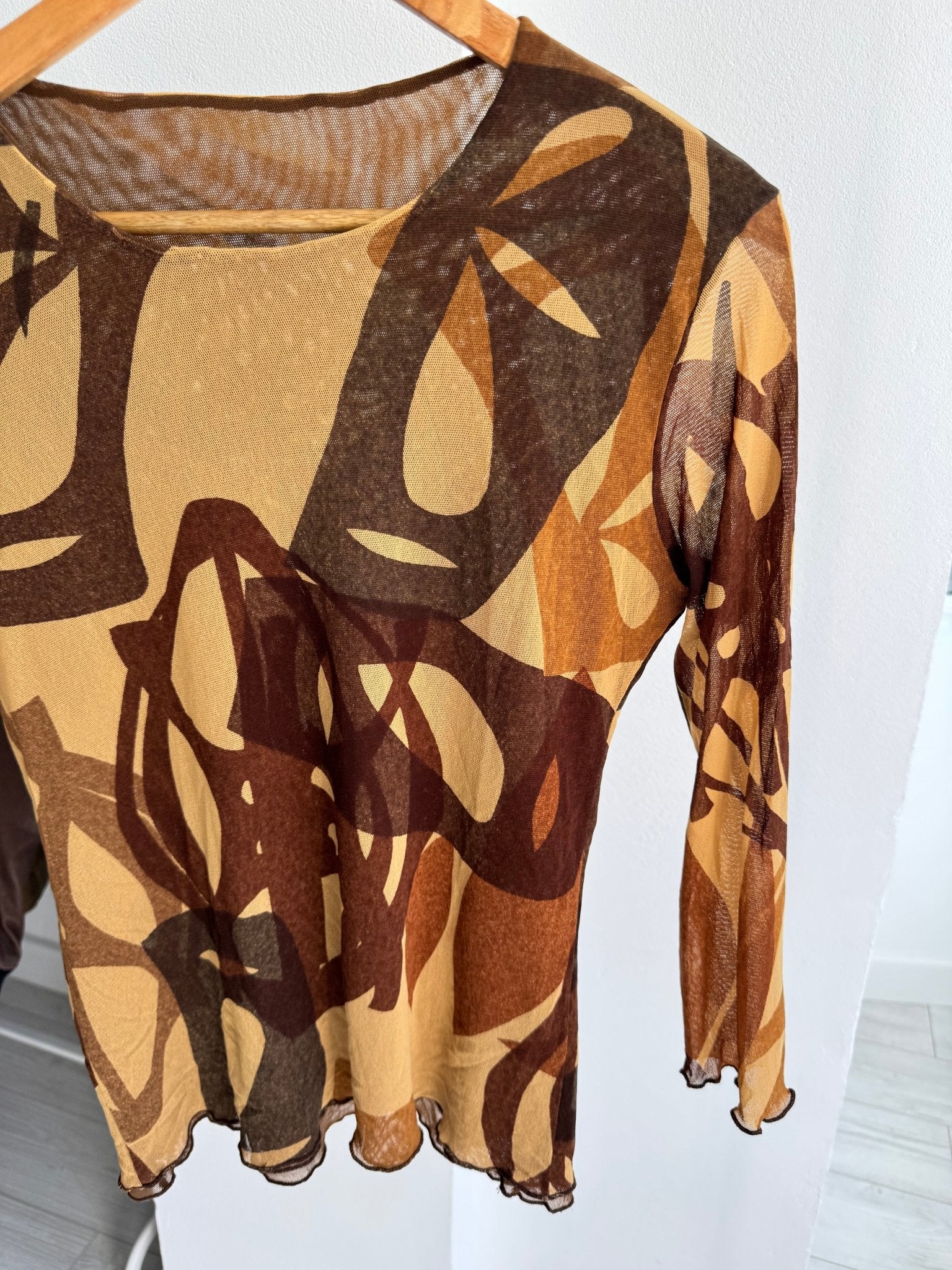 🏜️ Top Y2K Printed Mesh – XS/S Damă - anbracaminte