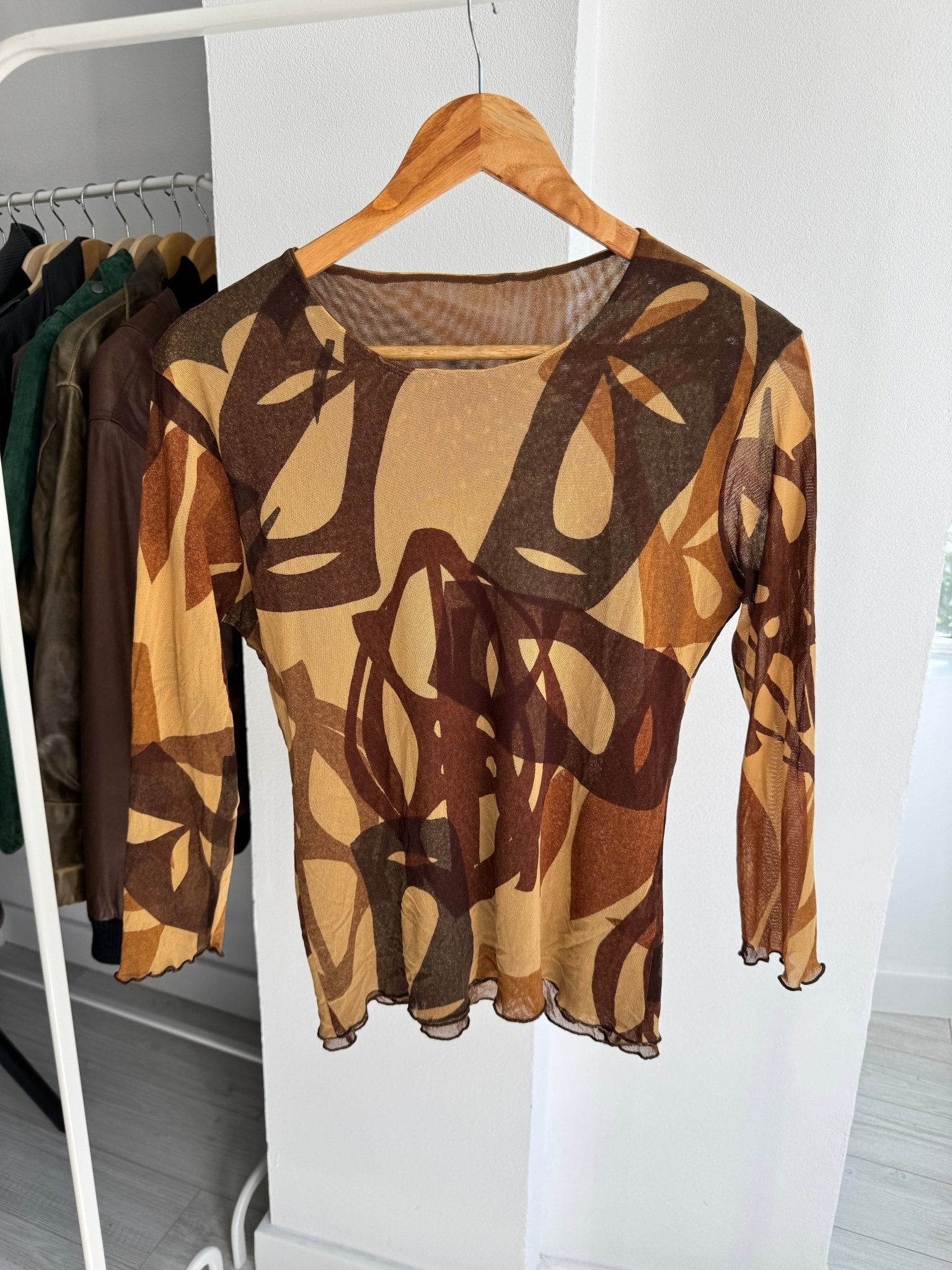 🏜️ Top Y2K Printed Mesh – XS/S Damă - anbracaminte