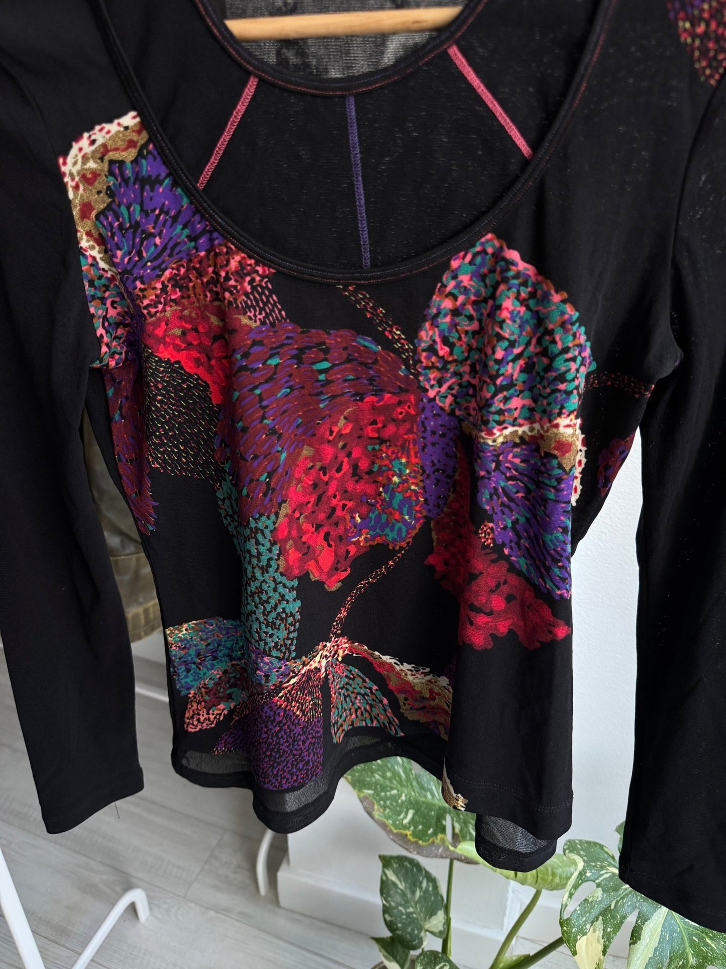 ✨ Top Y2K Printed Mesh – XS/S Damă - anbracaminte
