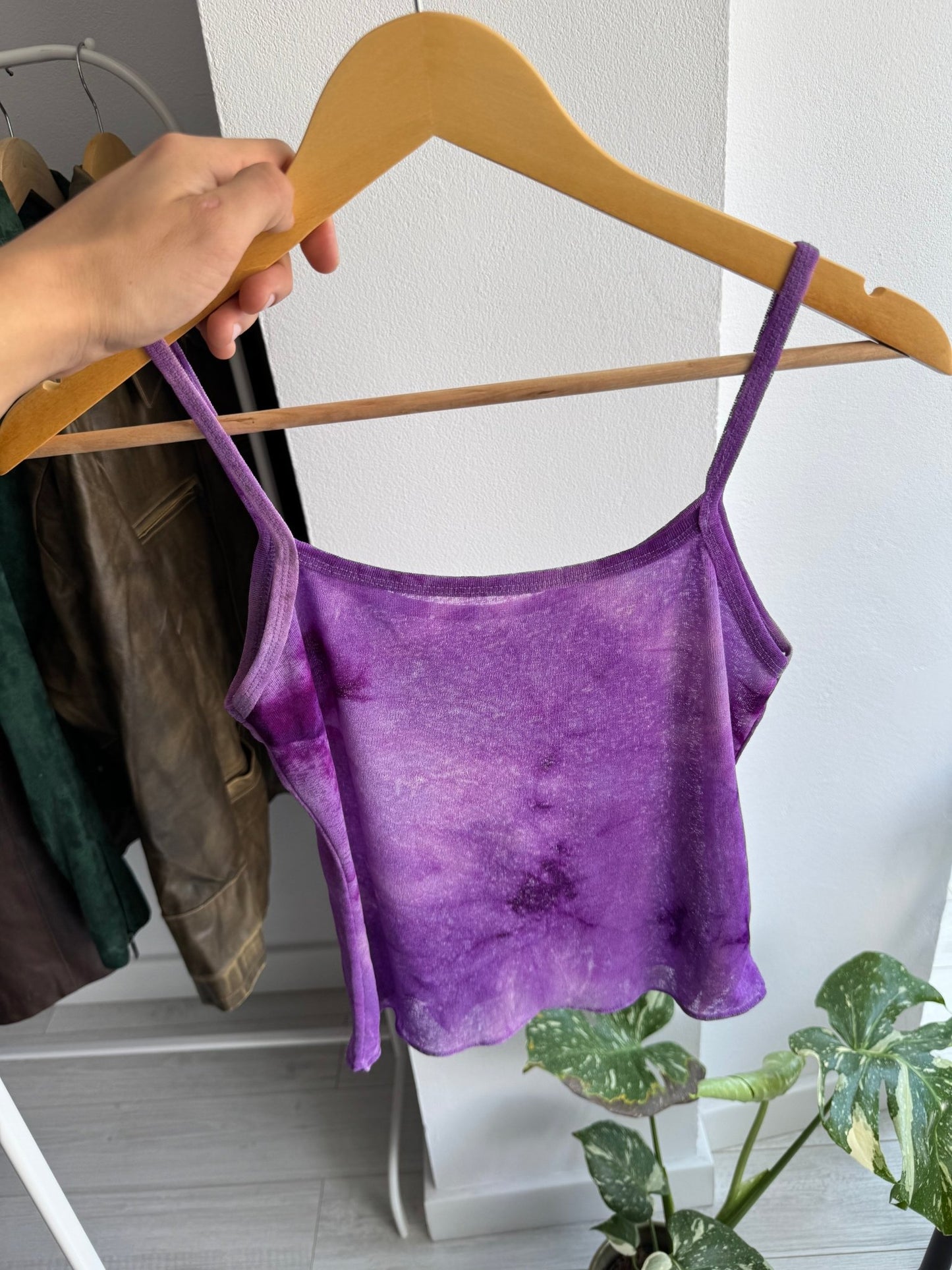 ✨ Top Y2K Purple Printed Mesh Crop – XS/S Damă - anbracaminte