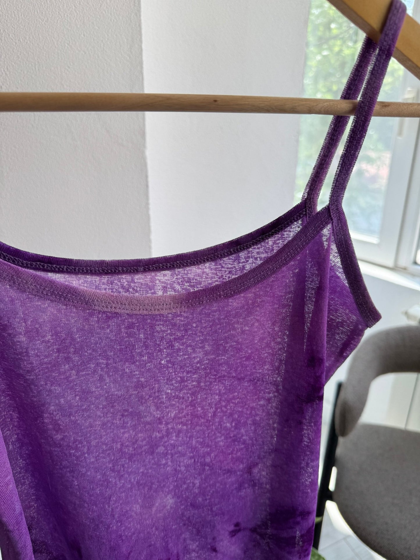 ✨ Top Y2K Purple Printed Mesh Crop – XS/S Damă - anbracaminte