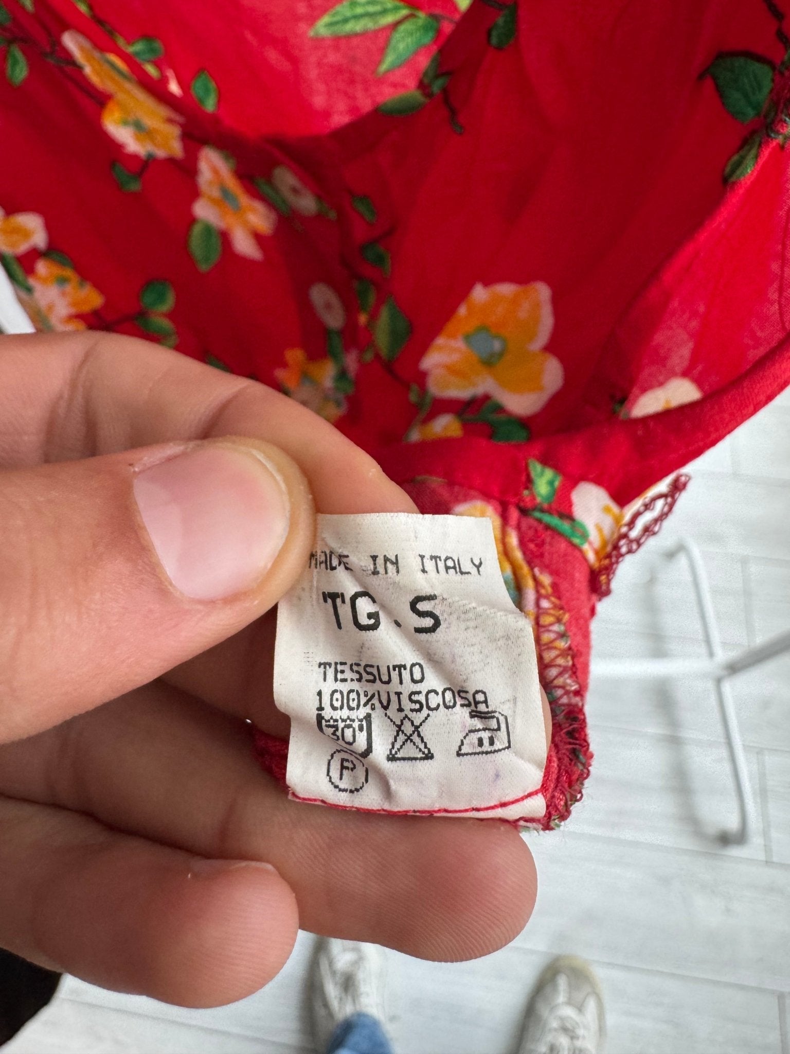 🌹 Top Y2K Red Floral Printed – S Damă – Made in Italy - anbracaminte