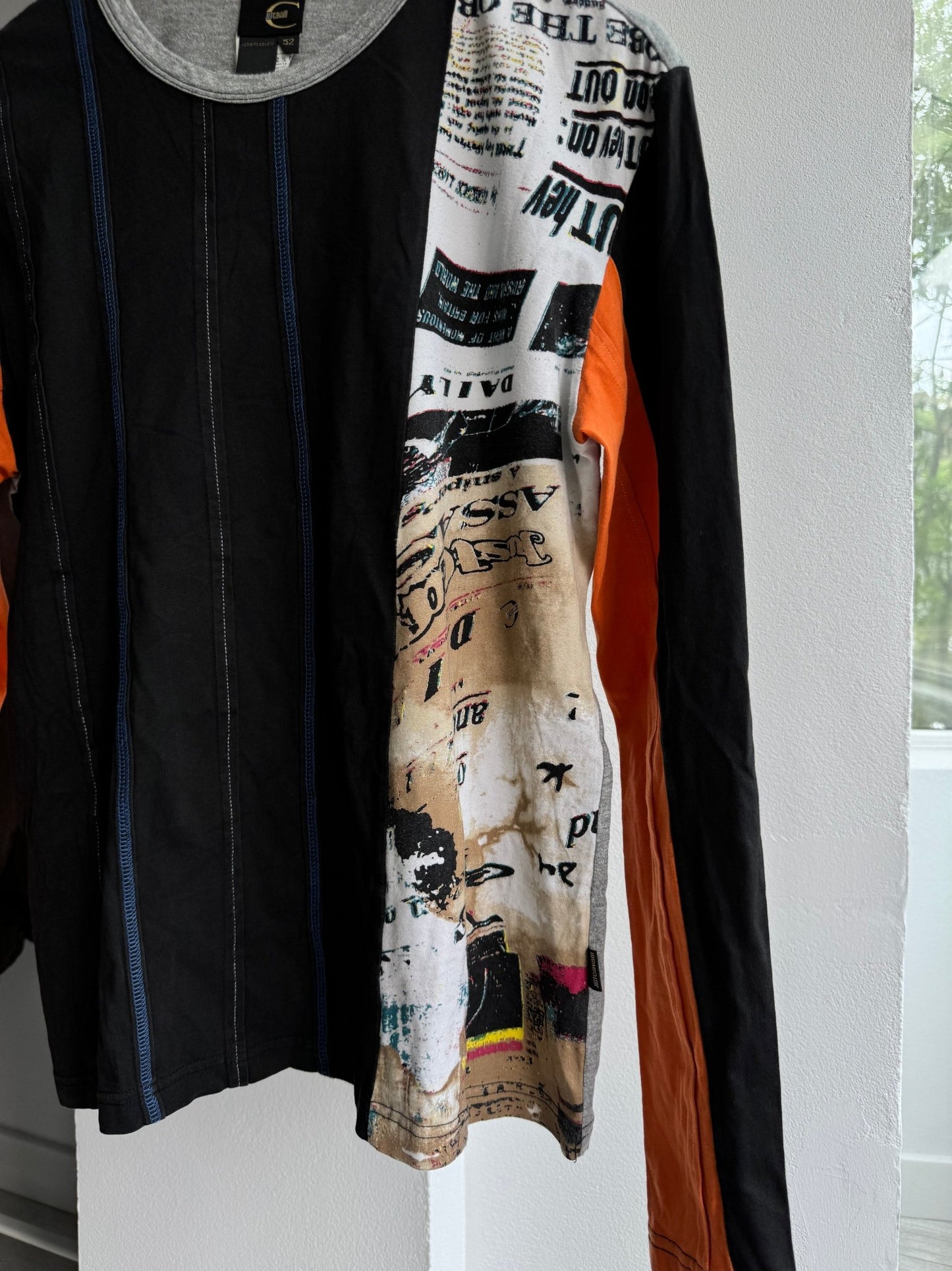 🗞️ Top Y2K Roberto Cavalli Printed – M/L Bărbați – Made in Italy - anbracaminte