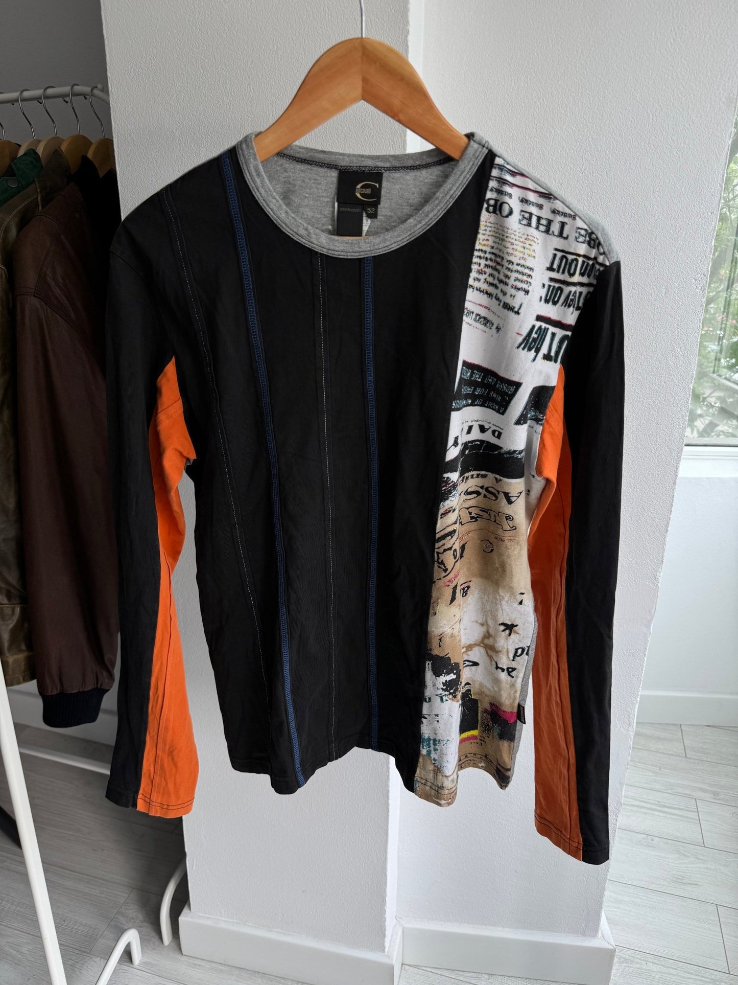 🗞️ Top Y2K Roberto Cavalli Printed – M/L Bărbați – Made in Italy - anbracaminte