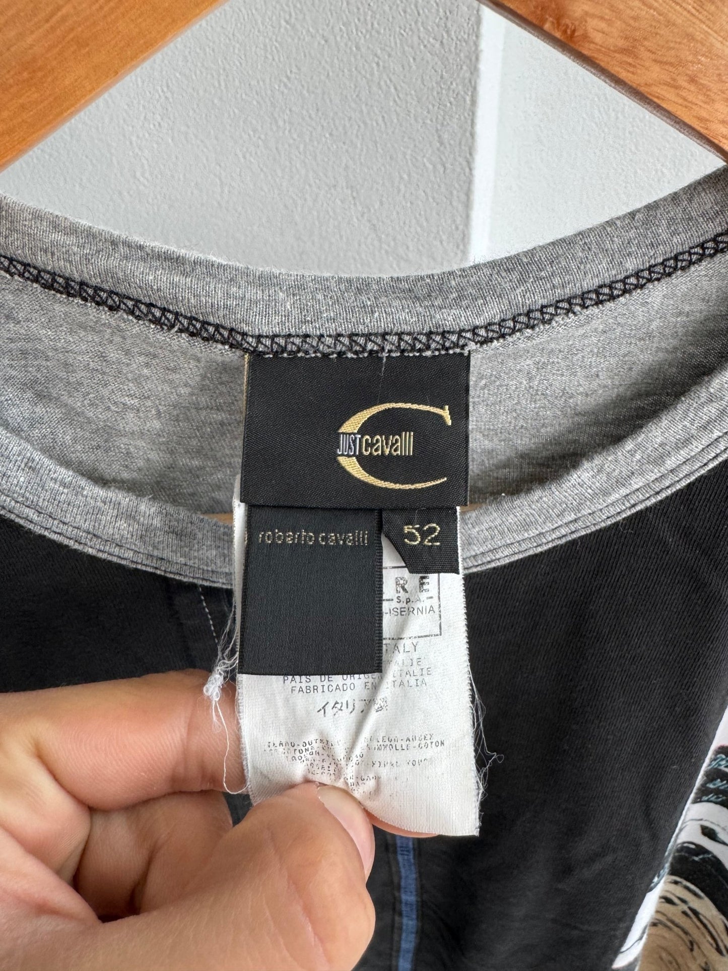 🗞️ Top Y2K Roberto Cavalli Printed – M/L Bărbați – Made in Italy - anbracaminte