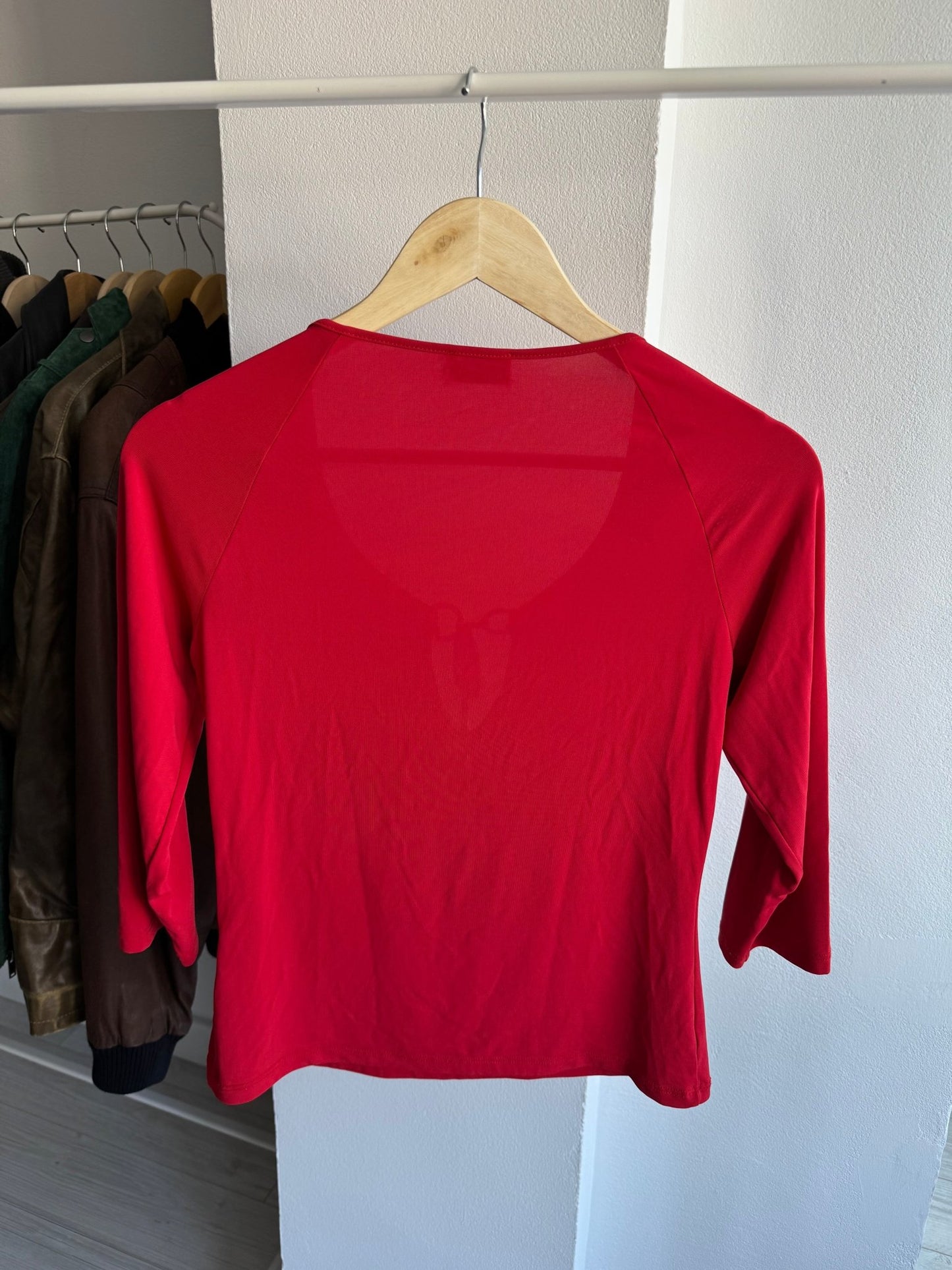 🍒 Top Y2K Rocco Barocco Red Top – EU 38 (M) – Made in Italy - anbracaminte