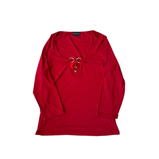 🍒 Top Y2K Rocco Barocco Red Top – EU 38 (M) – Made in Italy - anbracaminte
