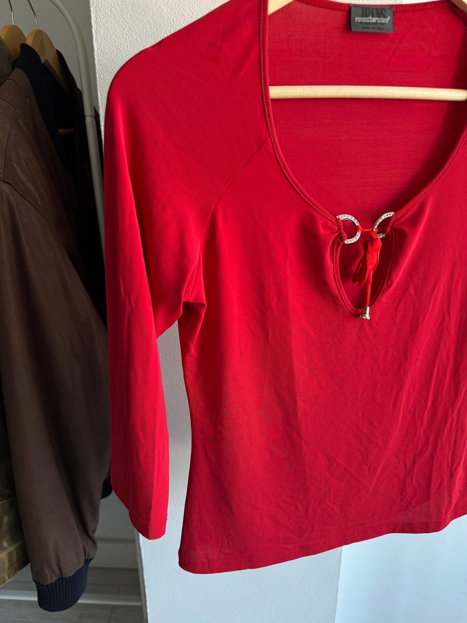 🍒 Top Y2K Rocco Barocco Red Top – EU 38 (M) – Made in Italy - anbracaminte