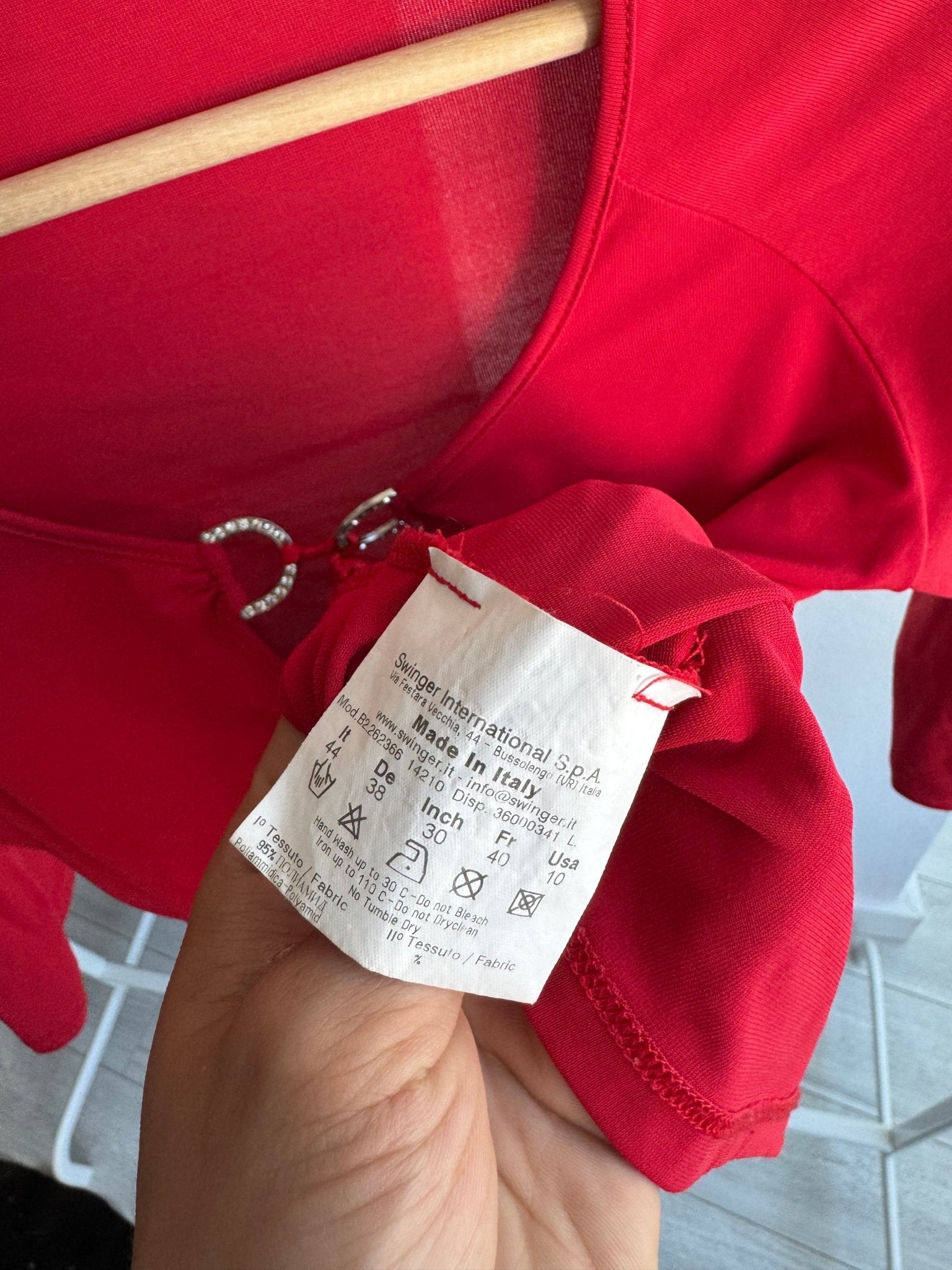 🍒 Top Y2K Rocco Barocco Red Top – EU 38 (M) – Made in Italy - anbracaminte