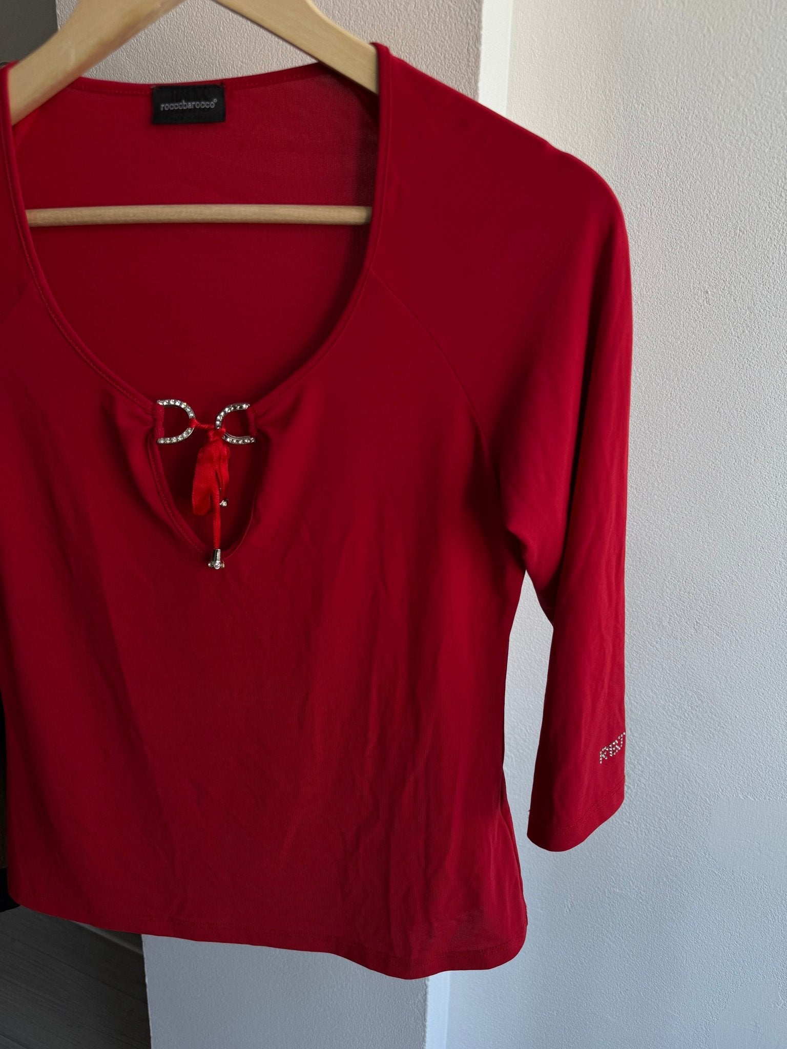 🍒 Top Y2K Rocco Barocco Red Top – EU 38 (M) – Made in Italy - anbracaminte
