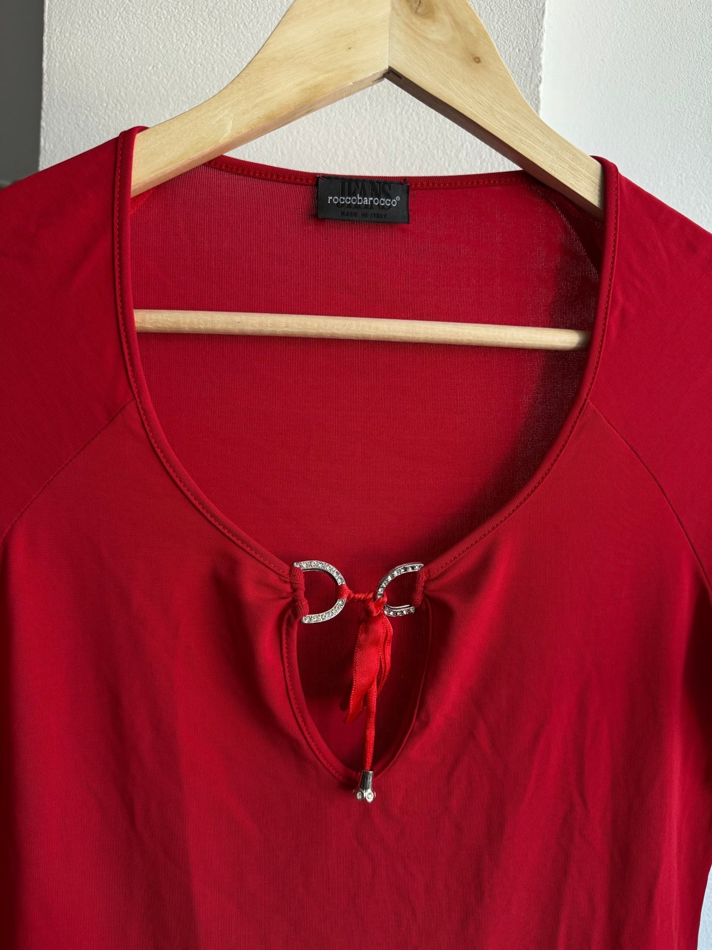 🍒 Top Y2K Rocco Barocco Red Top – EU 38 (M) – Made in Italy - anbracaminte