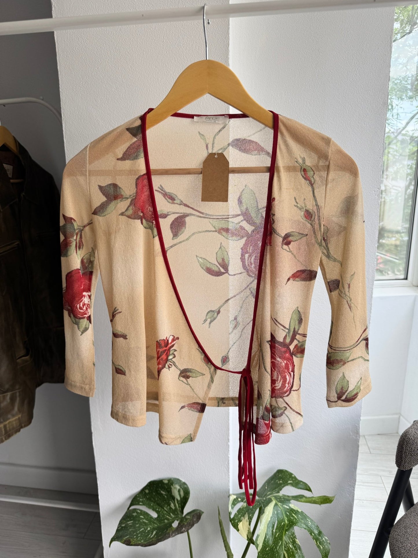 🌹 Top Y2K Rose Printed Mesh – S Damă – Made in Italy - anbracaminte