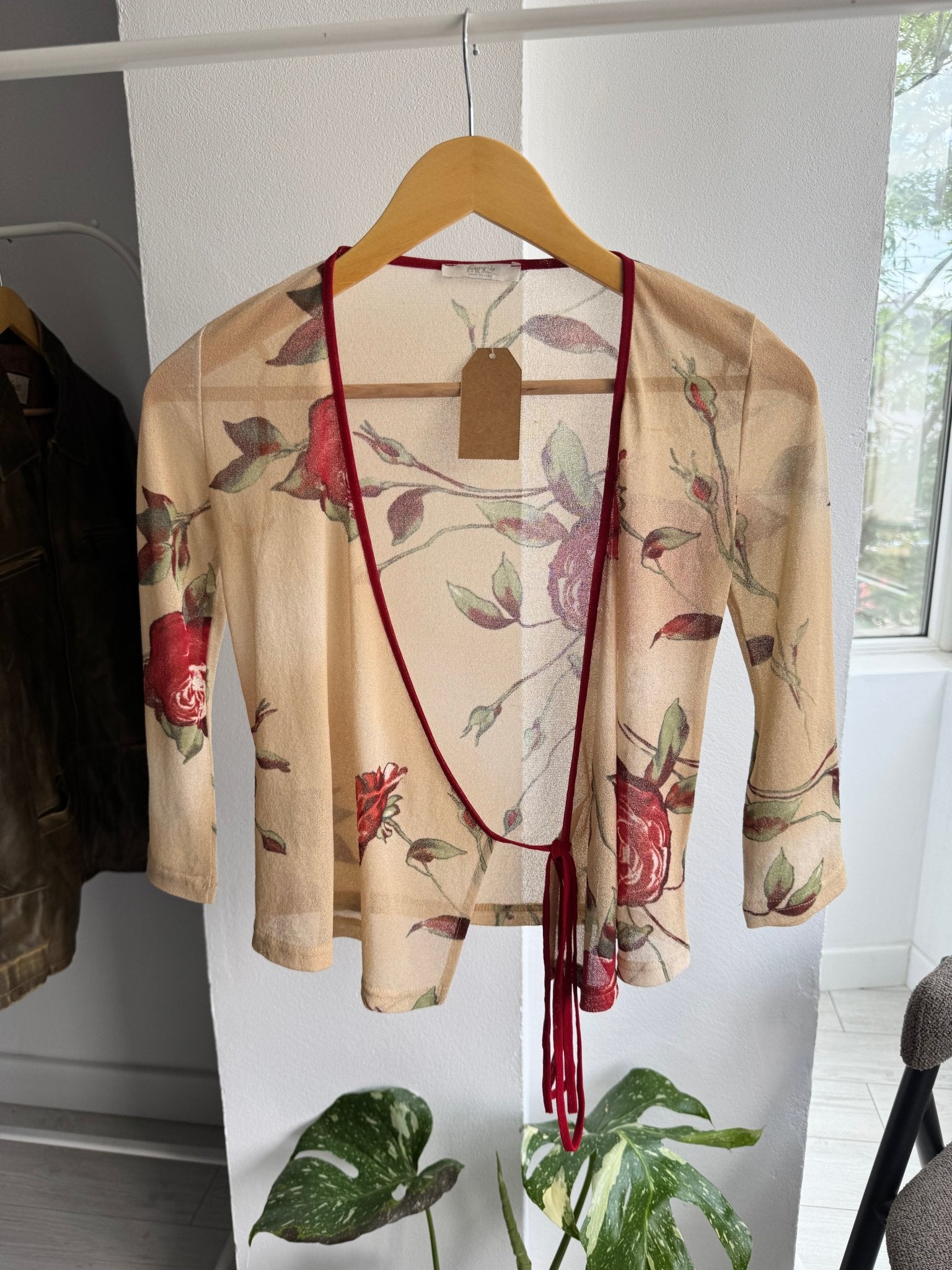 🌹 Top Y2K Rose Printed Mesh – S Damă – Made in Italy - anbracaminte