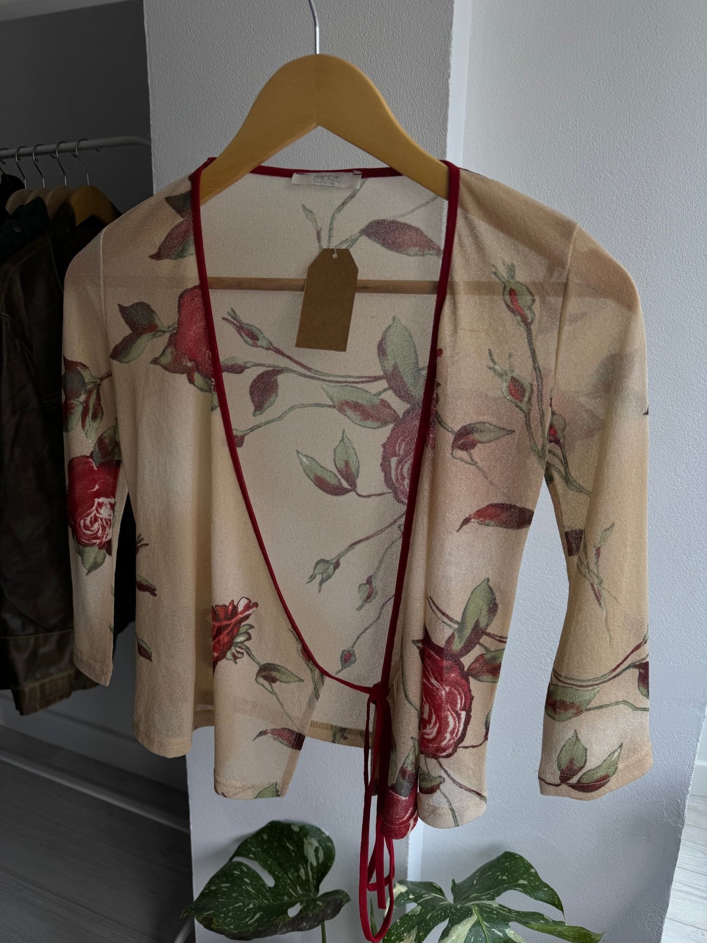 🌹 Top Y2K Rose Printed Mesh – S Damă – Made in Italy - anbracaminte
