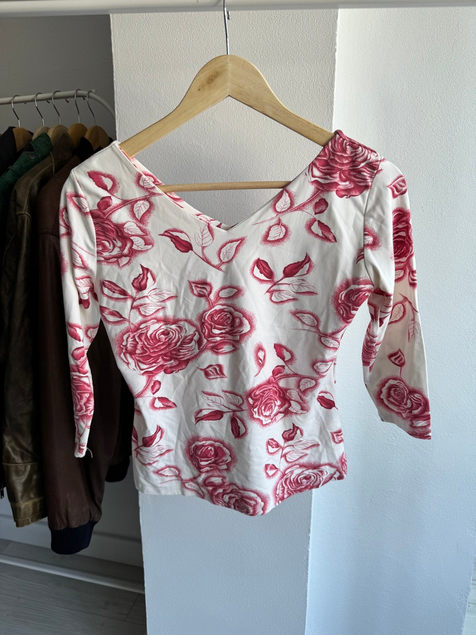 🌹 Top Y2K Rose Printed – M/L Damă – Made in Italy - anbracaminte