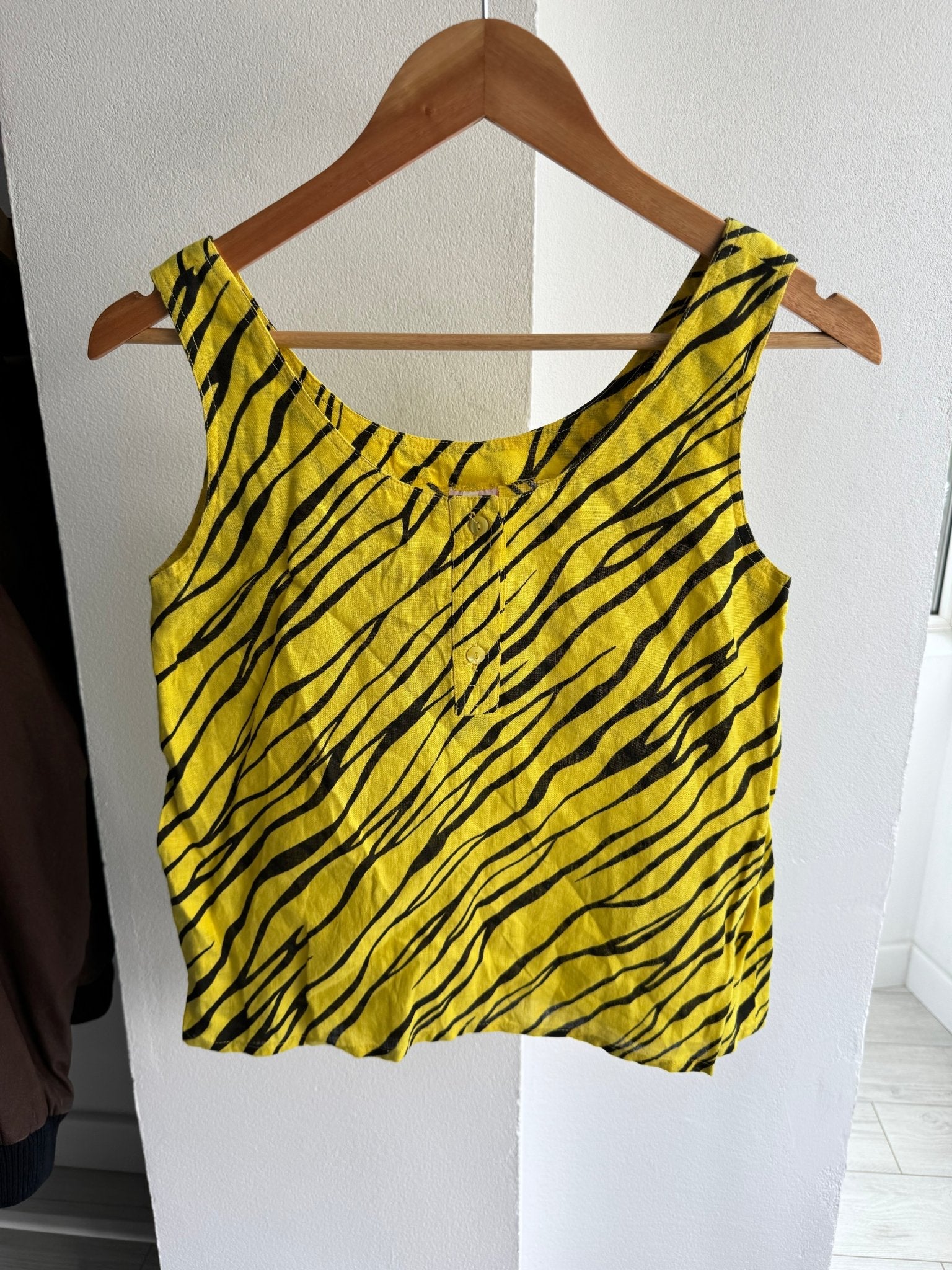 🦓 Top Y2K Zebra Print Linen – IT 42 (M) Damă - anbracaminte