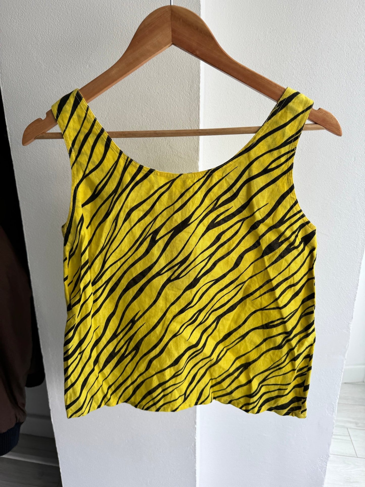 🦓 Top Y2K Zebra Print Linen – IT 42 (M) Damă - anbracaminte