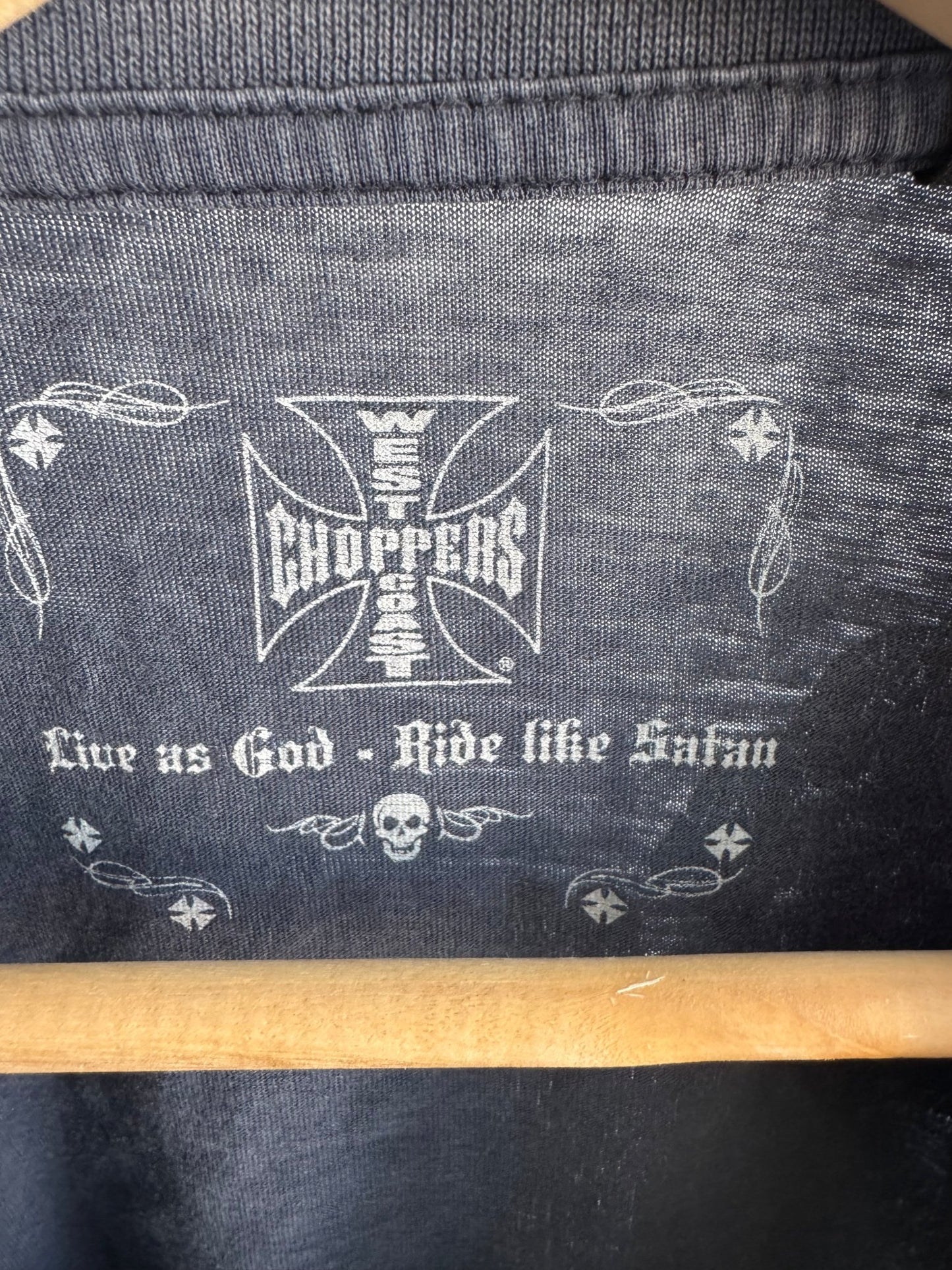 🏍️ Tricou 2010s West Coast Choppers Graphic Faded Blue – M - anbracaminte