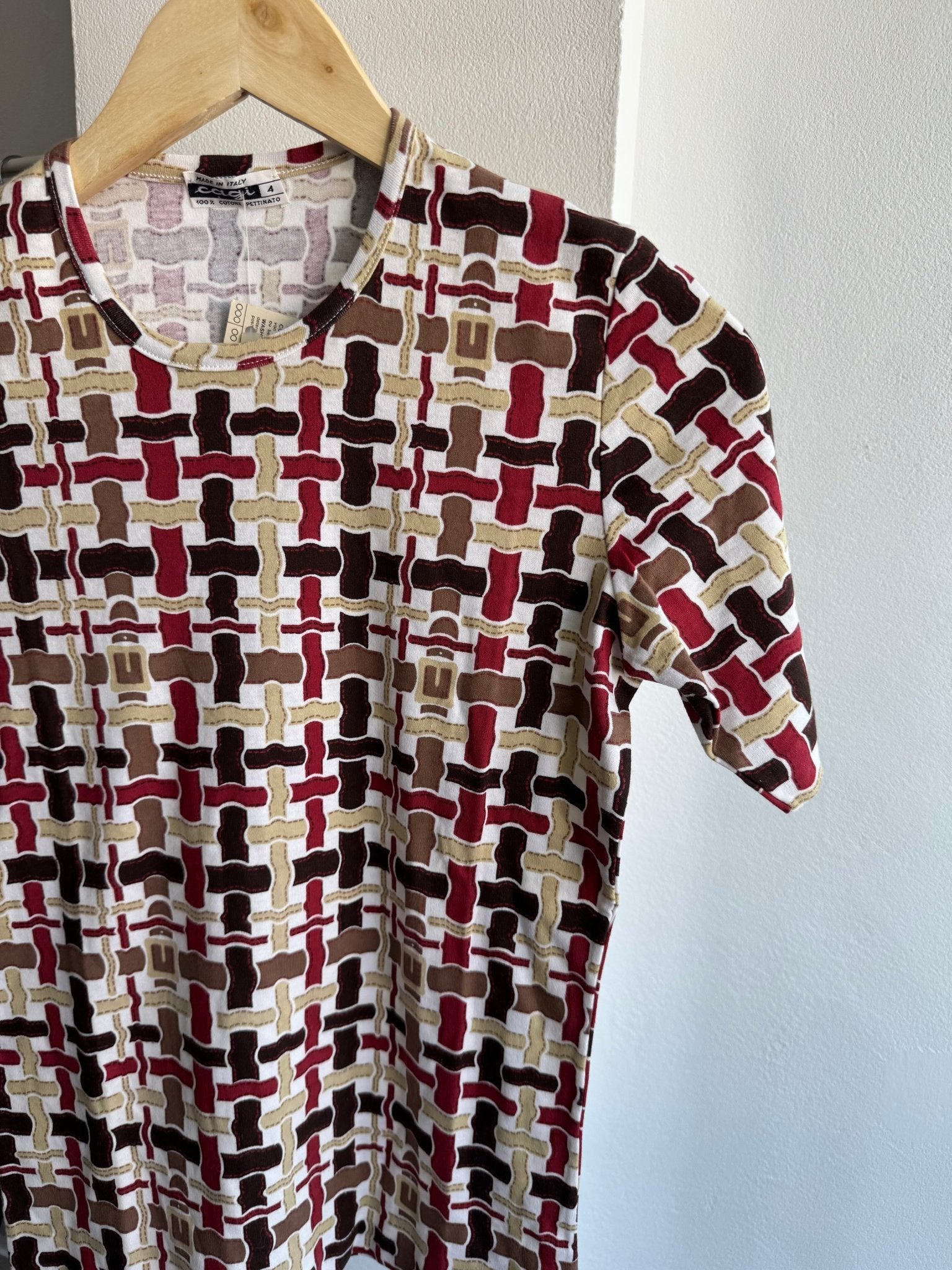 🏷️ Tricou 80’s Printed – L Damă – Made in Italy – New With Tags - anbracaminte