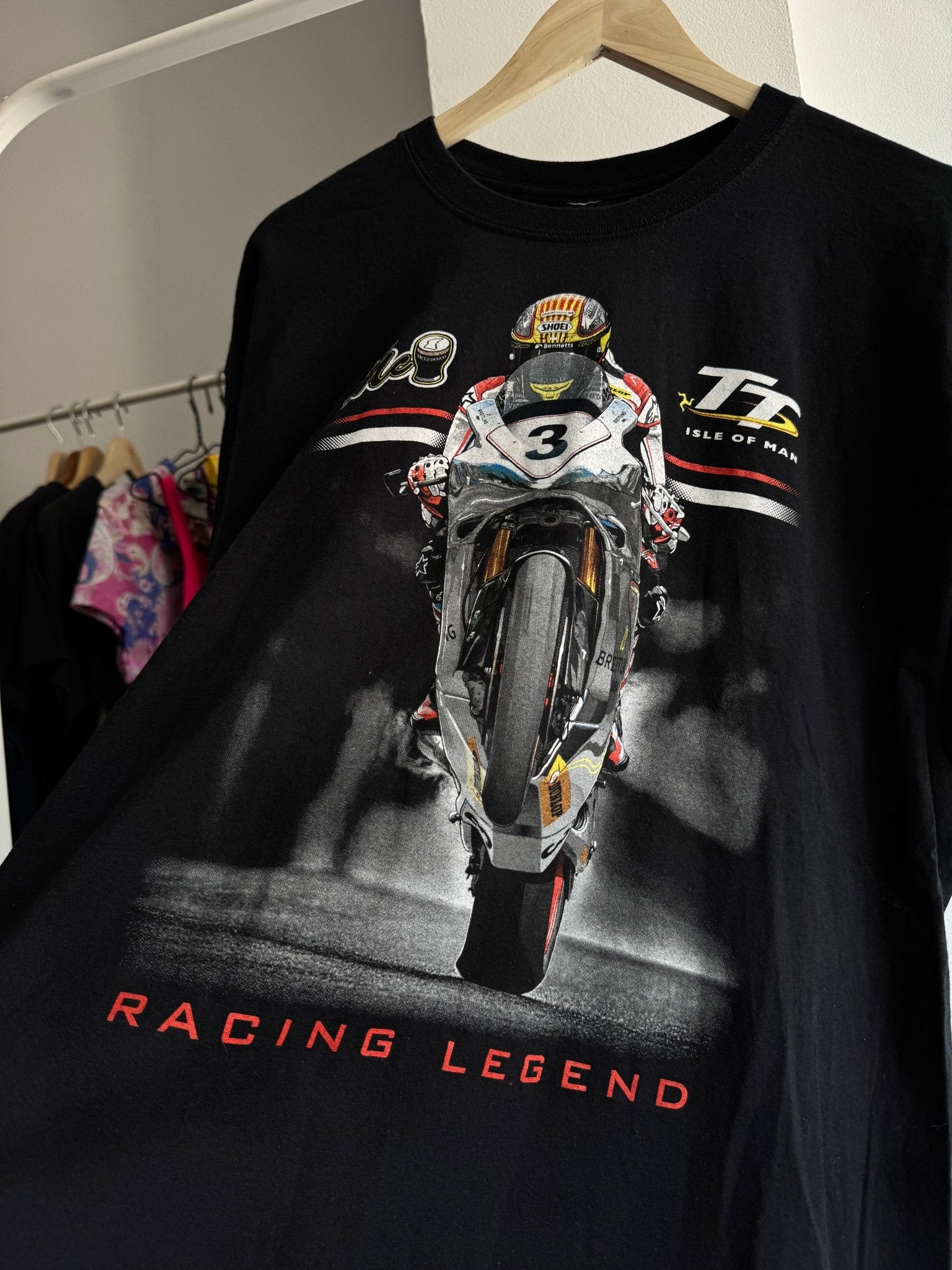 🏍️ Tricou Graphic Isle of Man John McGuinness – Approx. L/XL Bărbați - anbracaminte