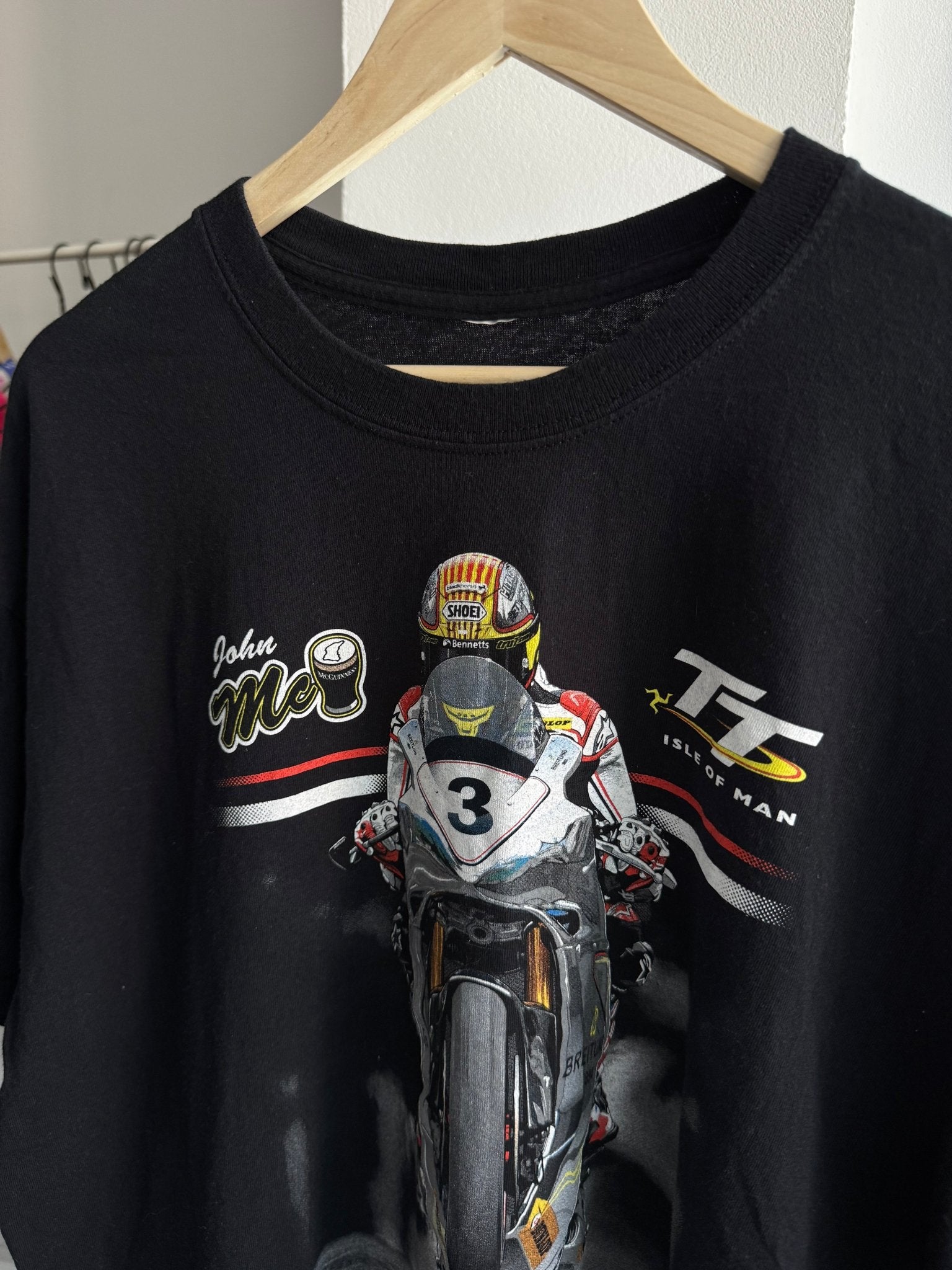 🏍️ Tricou Graphic Isle of Man John McGuinness – Approx. L/XL Bărbați - anbracaminte