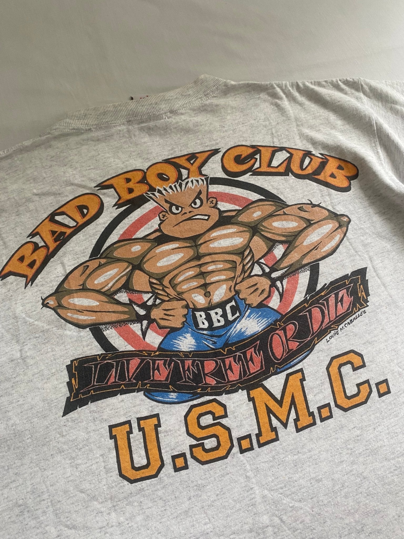 Tricou vintage 90s Bad Boy Club USMC – Made in USA – Single Stitch – Mărimea L - anbracaminte