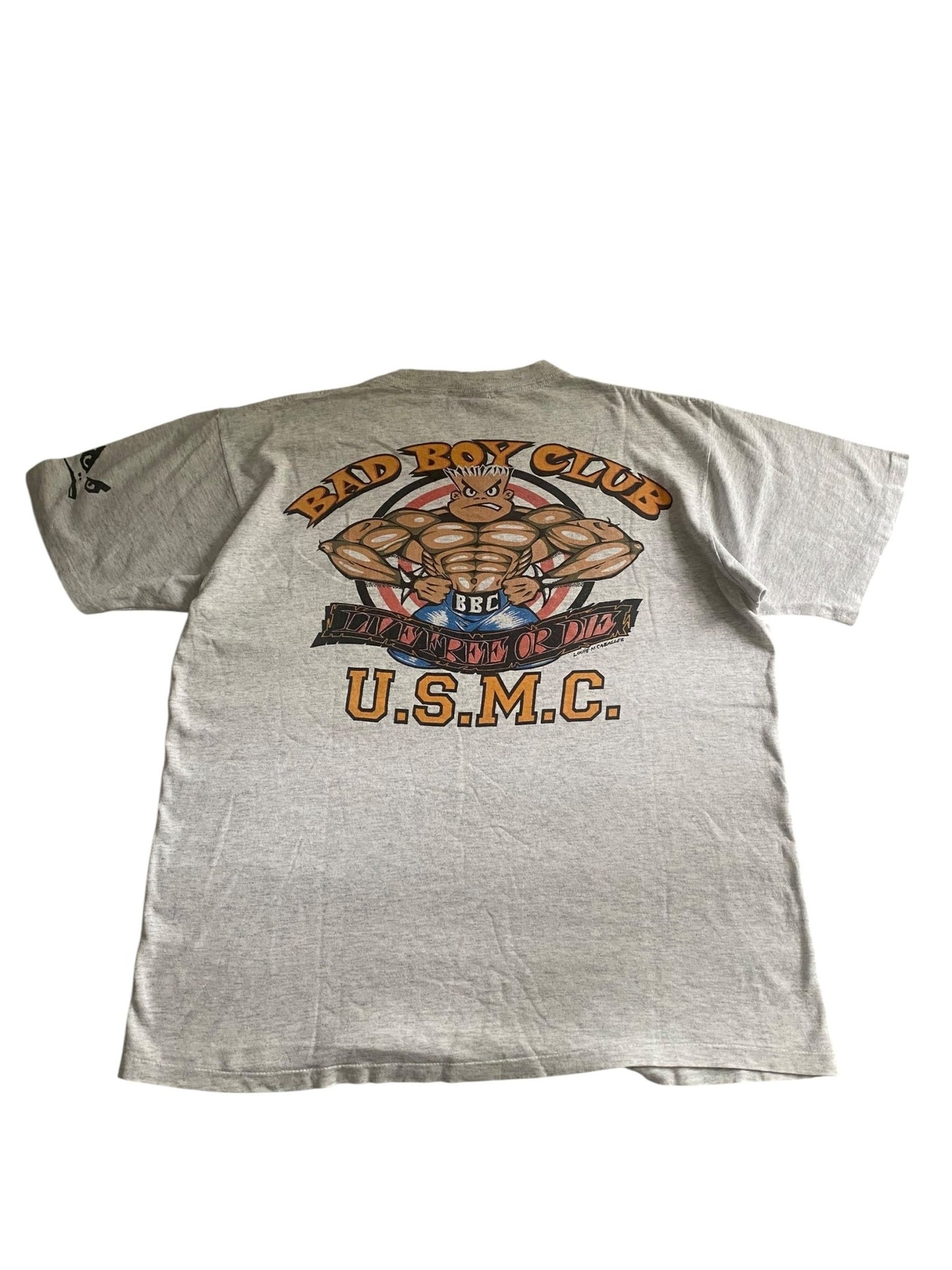 Tricou vintage 90s Bad Boy Club USMC – Made in USA – Single Stitch – Mărimea L - anbracaminte