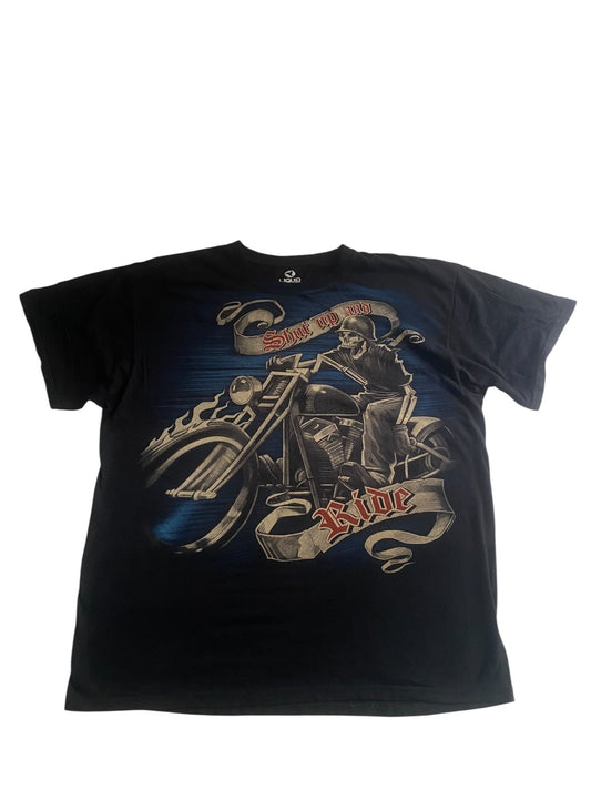 🏍️ Tricou Vintage Liquid Blue Biker – Made in USA, Mărime XL - anbracaminte
