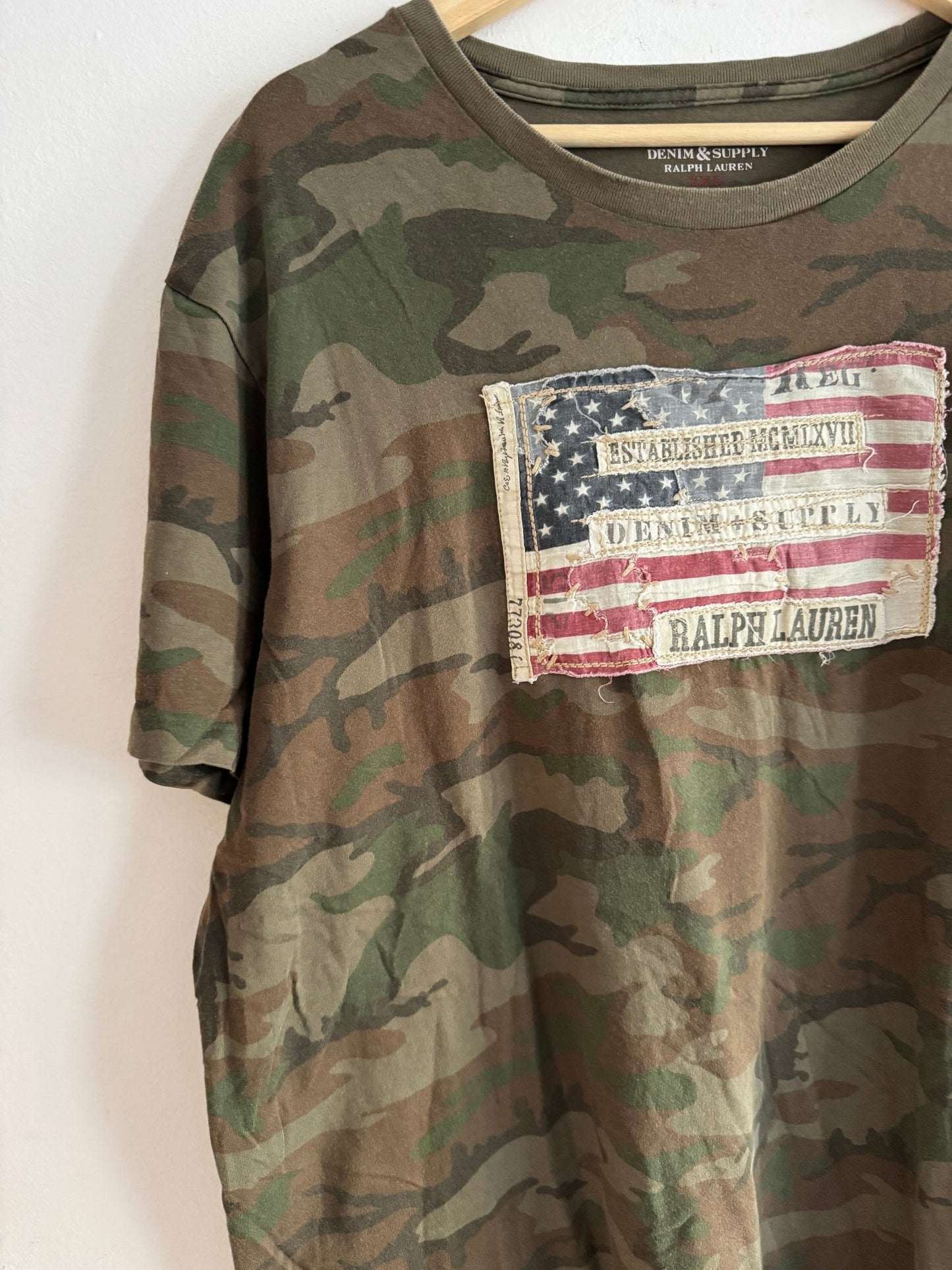 🪖 Tricou Y2K Denim & Supply Ralph Lauren Camo – XL (XXL) - anbracaminte