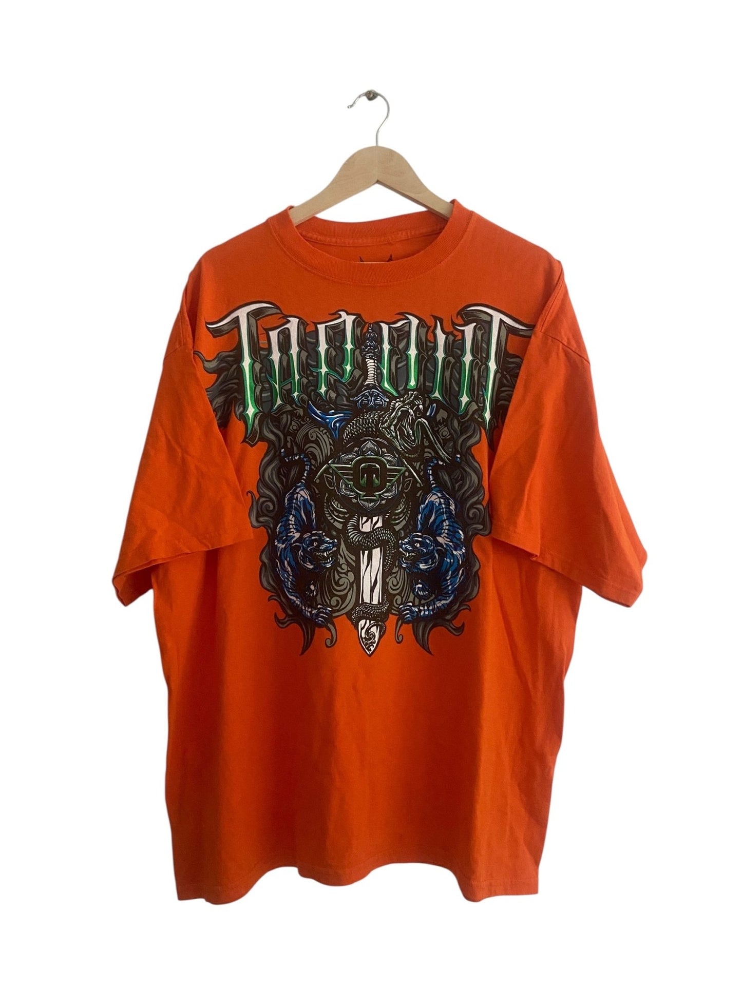 👕 Tricou Y2K Tapout Printat – Portocaliu, Heavy Cotton - anbracaminte