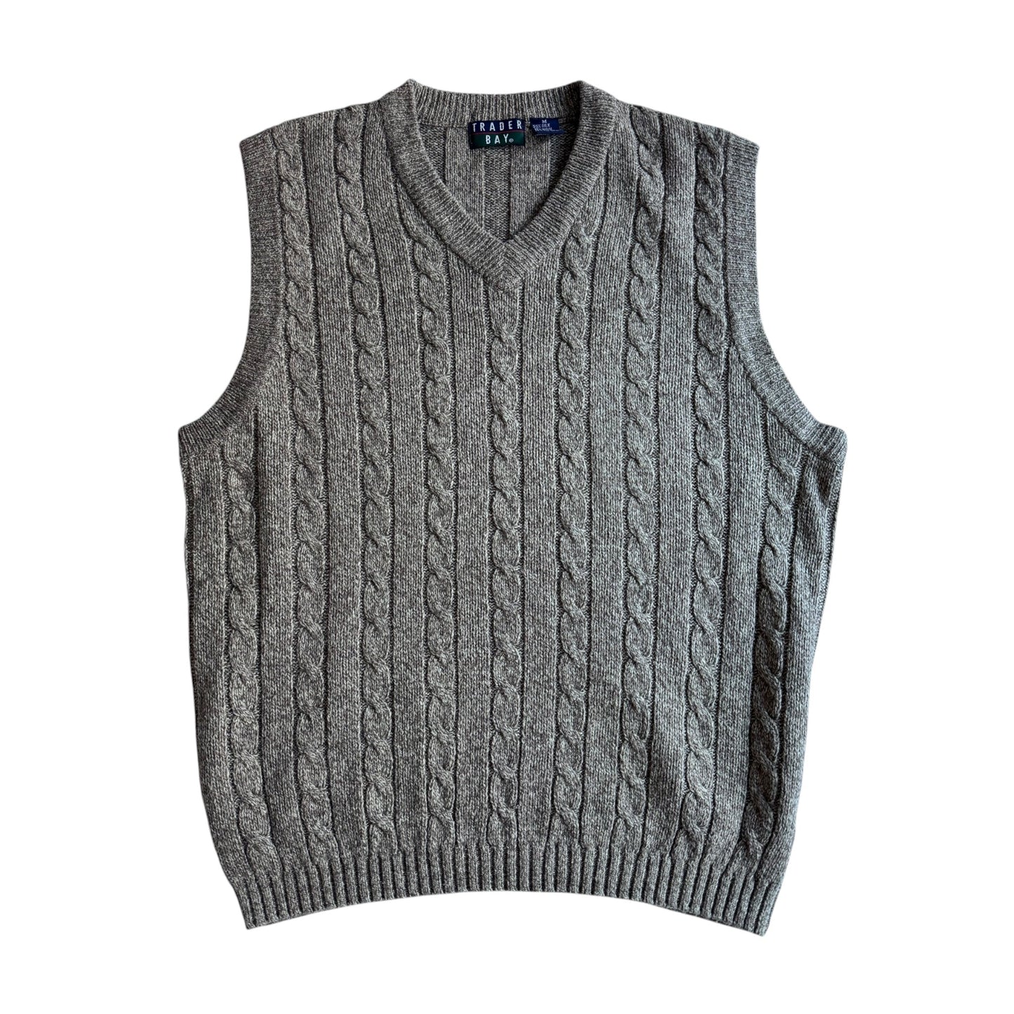 🧶 Vestă Vintage Cable Knit Trader Bay / Maro (Mărime M) - anbracaminte
