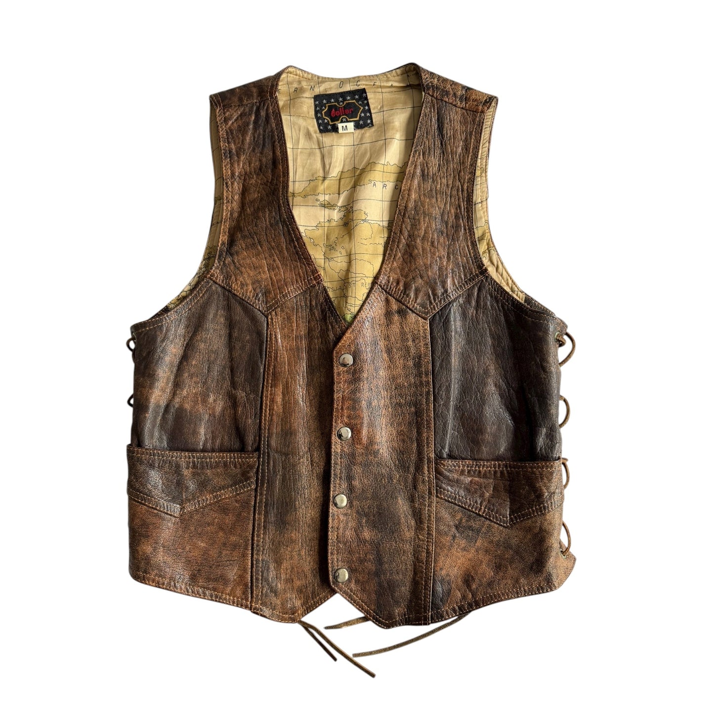 🏍️ Vestă vintage din piele / Natural Patina (Mărimea M) - anbracaminte