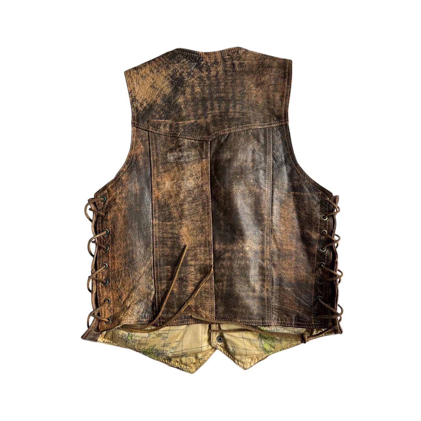 🏍️ Vestă vintage din piele / Natural Patina (Mărimea M) - anbracaminte