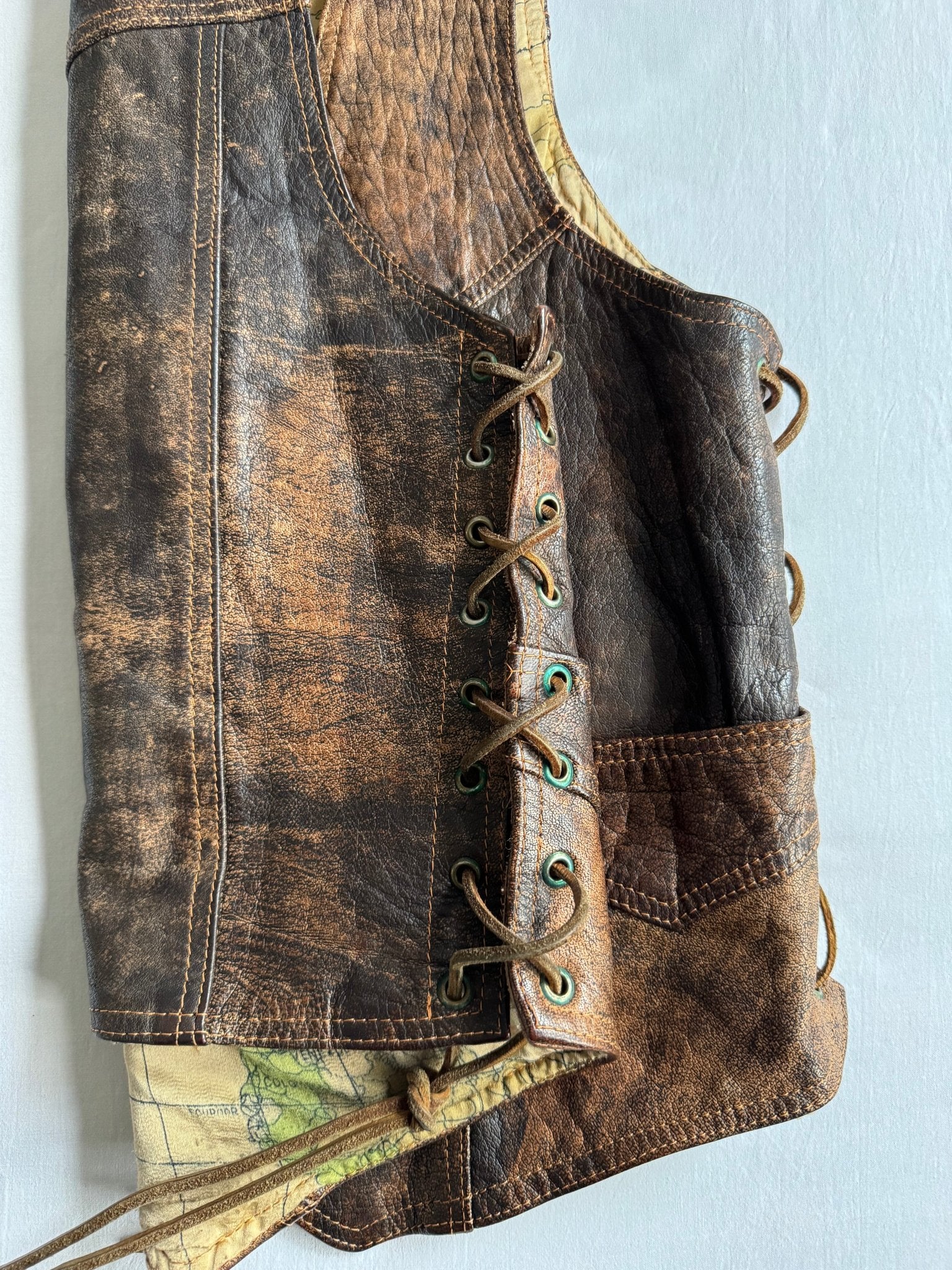 🏍️ Vestă vintage din piele / Natural Patina (Mărimea M) - anbracaminte