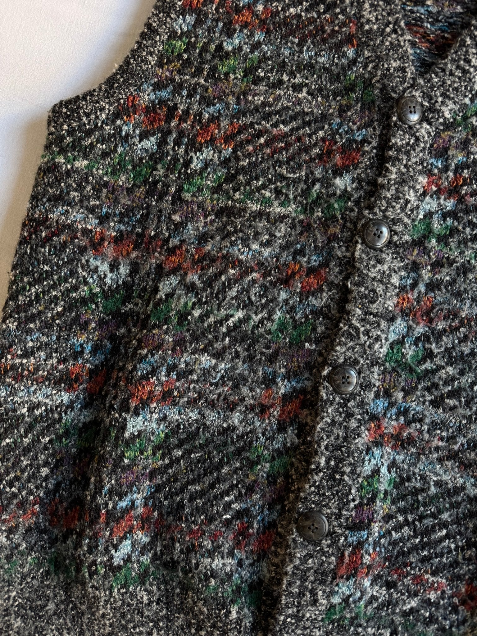 🧶 Vestă Vintage Tricotată cu Model Fuzzy (Mărime L) - anbracaminte