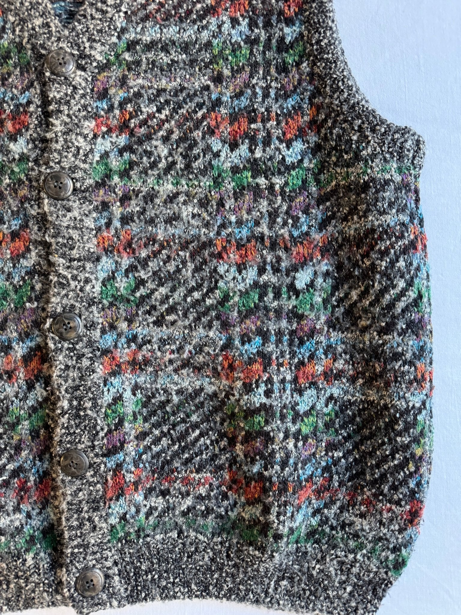 🧶 Vestă Vintage Tricotată cu Model Fuzzy (Mărime L) - anbracaminte