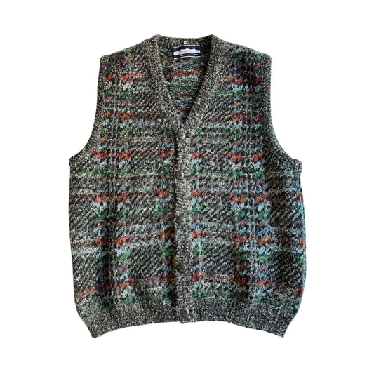 🧶 Vestă Vintage Tricotată cu Model Fuzzy (Mărime L) - anbracaminte