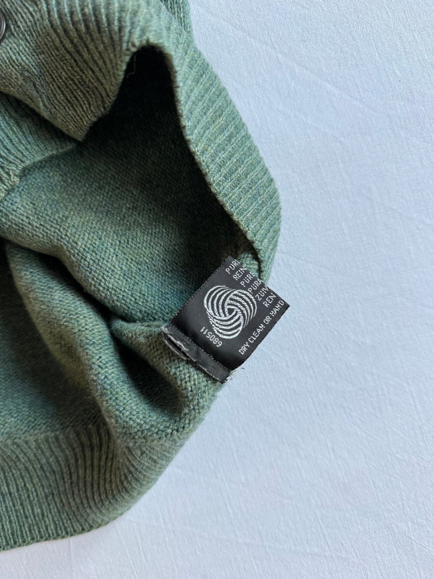 🧶 Vestă Vintage Verde cu Broderie Blazon / Pure New Wool (Mărime M) - anbracaminte