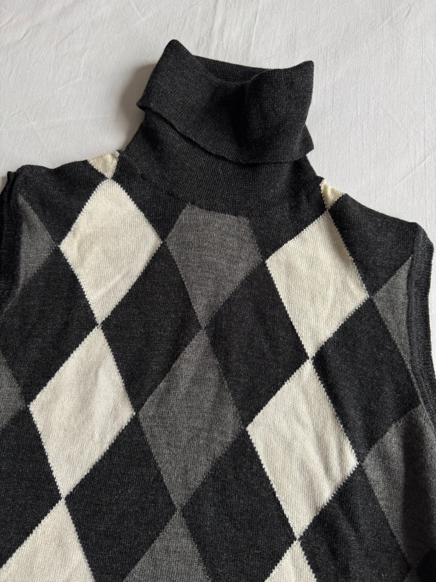 🧶 Vestă Y2K Damă Patrizia Pepe cu Model Argyle din Lână – Aprox. S/M - anbracaminte