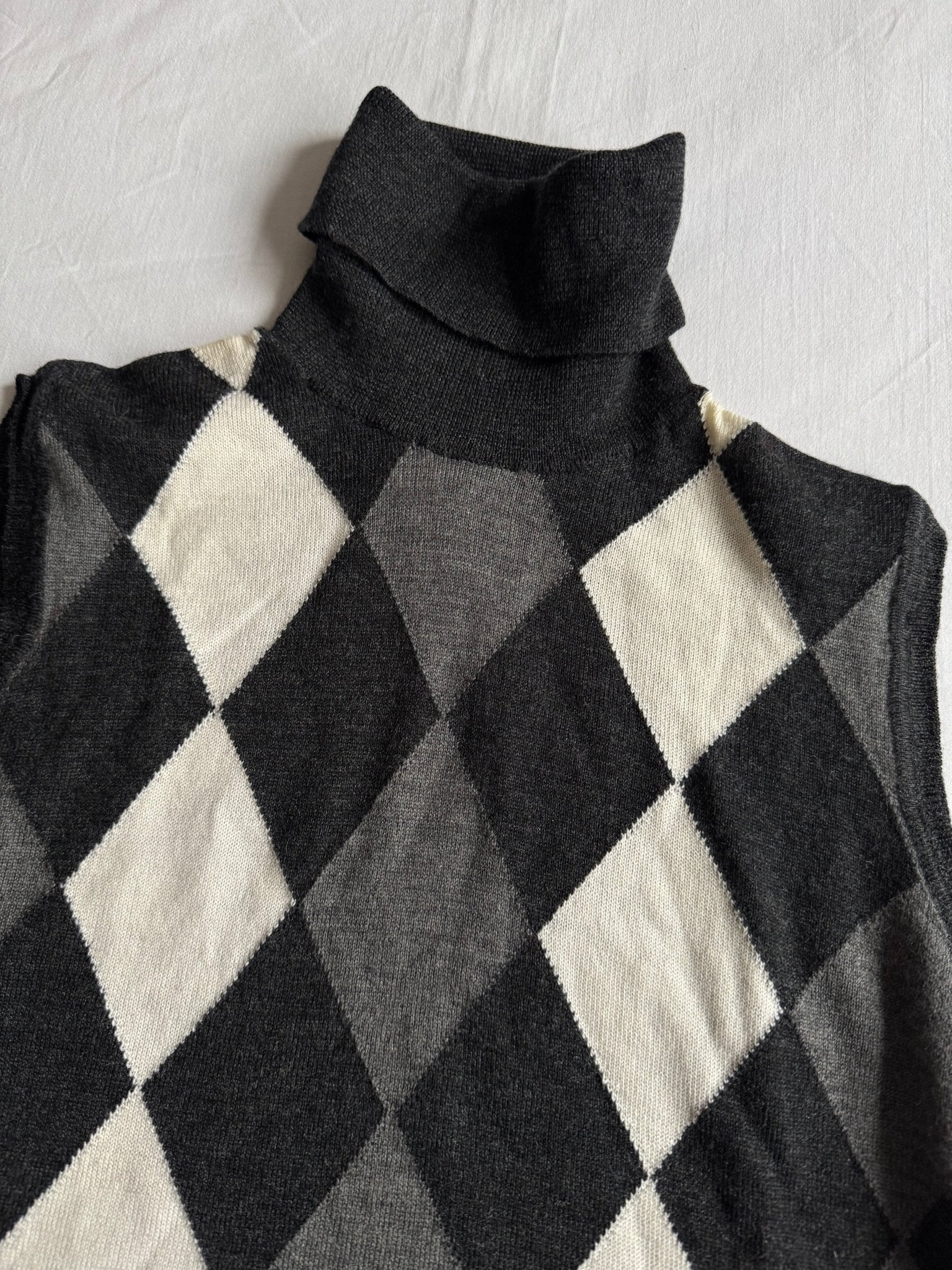 🧶 Vestă Y2K Damă Patrizia Pepe cu Model Argyle din Lână – Aprox. S/M - anbracaminte