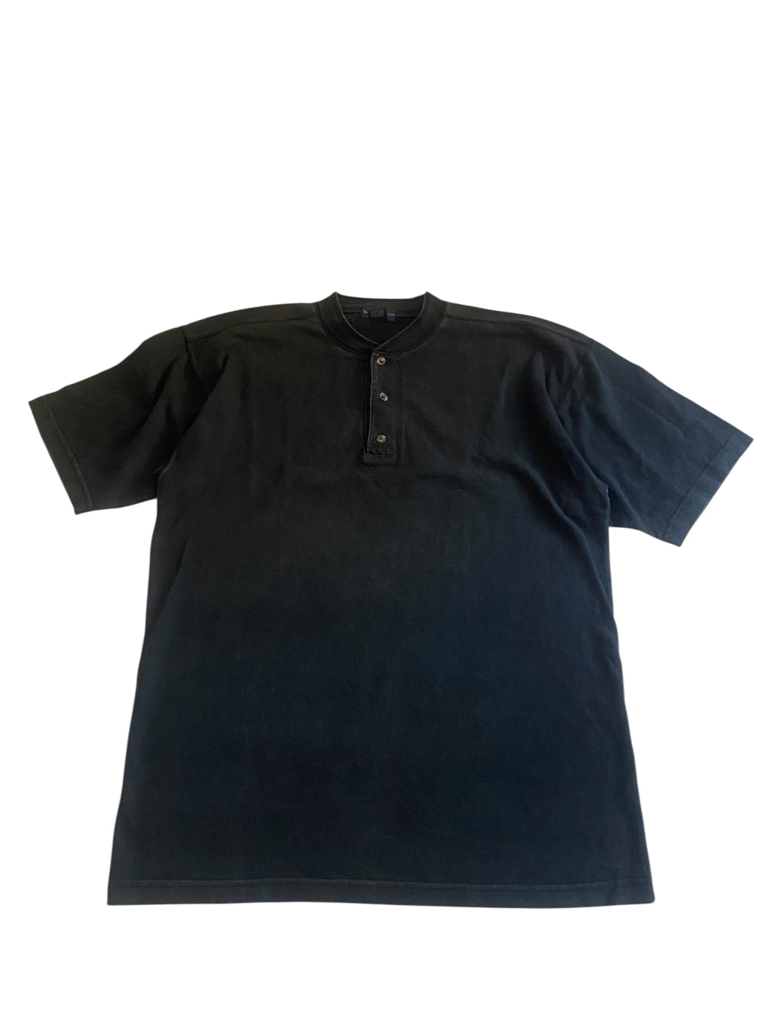 Vintage 90's Black Faded Henley Shirt - anbracaminte