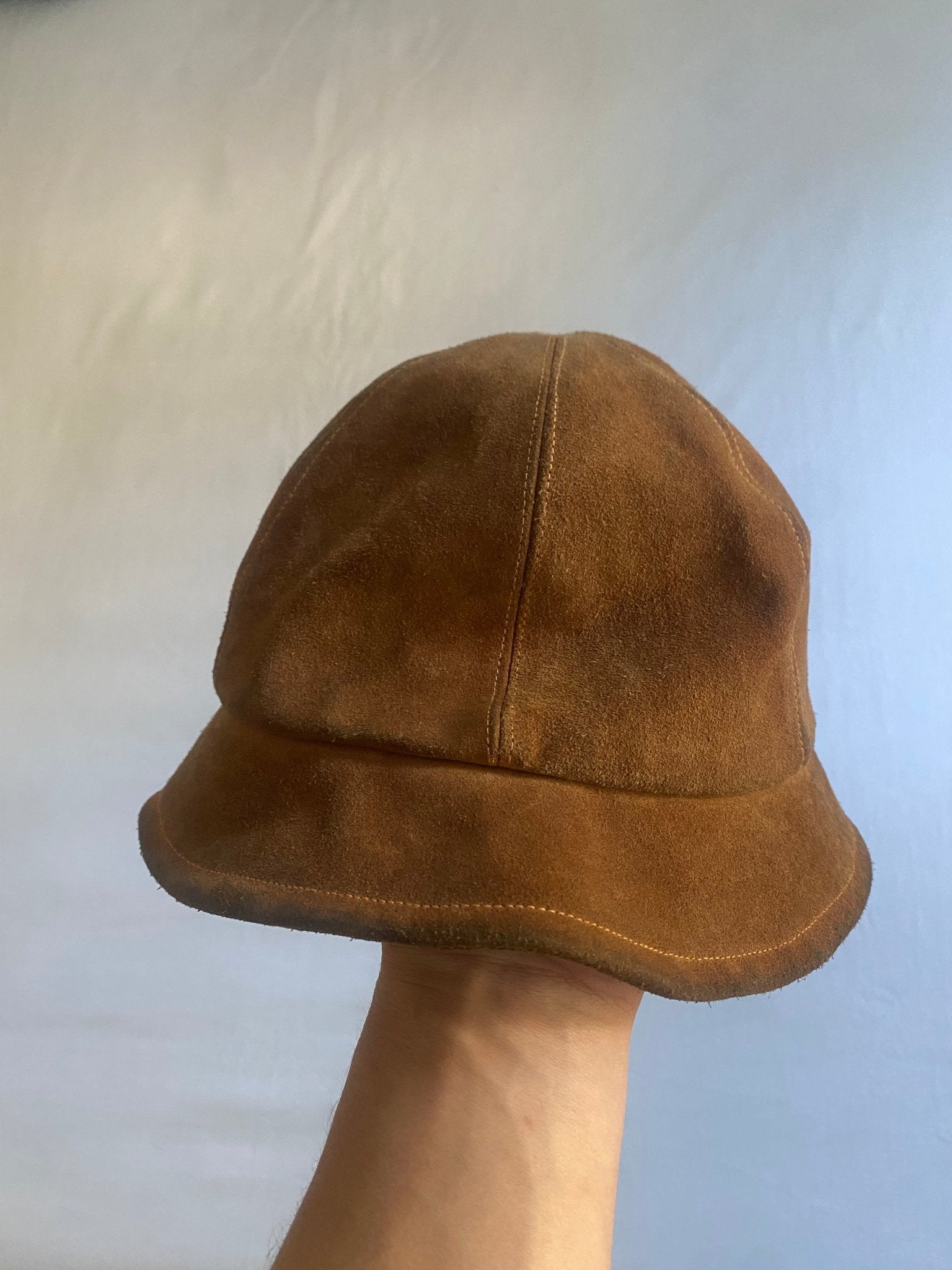 Vintage 90's Emporio Armani Brown Suede Bucket Hat - anbracaminte