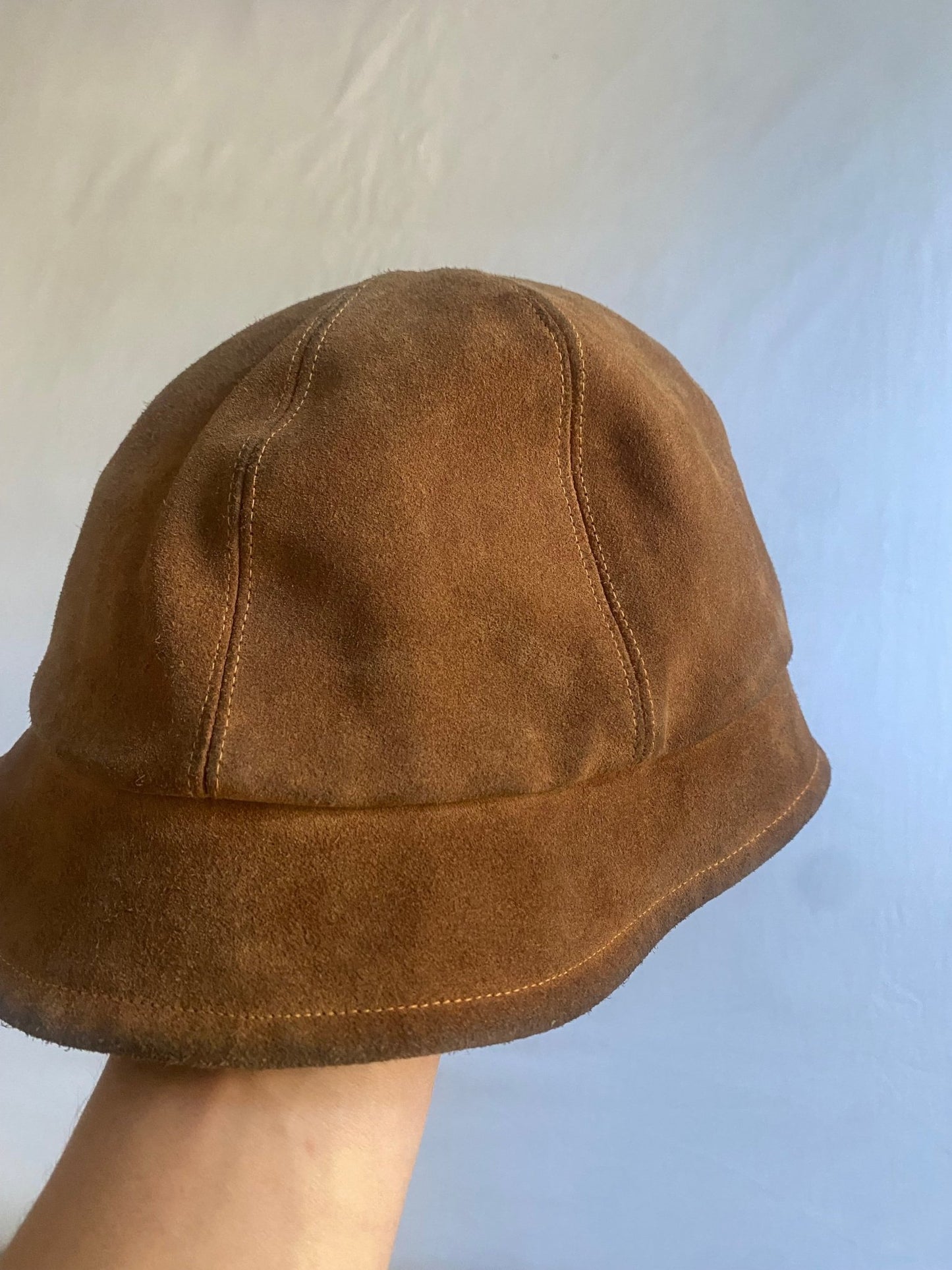 Vintage 90's Emporio Armani Brown Suede Bucket Hat - anbracaminte
